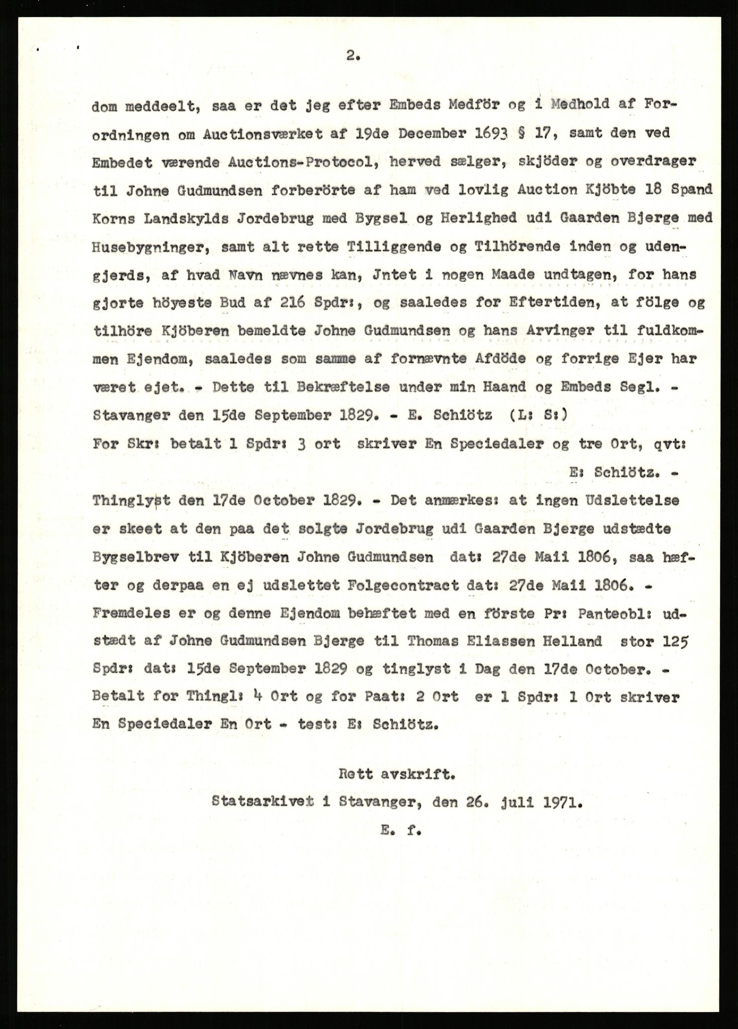 Statsarkivet i Stavanger, AV/SAST-A-101971/03/Y/Yj/L0008: Avskrifter sortert etter gårdsnavn: Birkeland indre - Bjerge, 1750-1930, p. 525