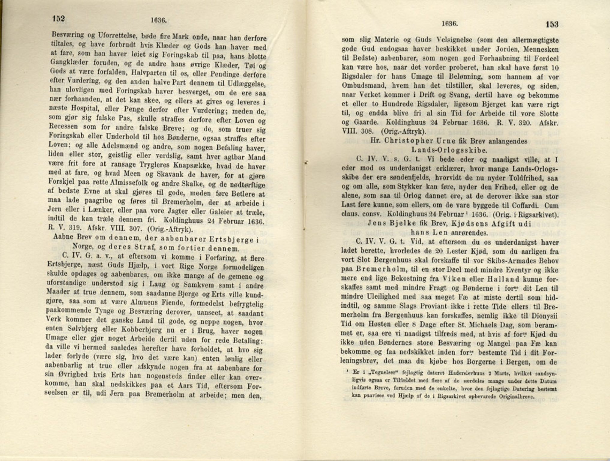 Publikasjoner utgitt av Det Norske Historiske Kildeskriftfond, PUBL/-/-/-: Norske Rigs-Registranter, bind 7, 1635-1640, p. 152-153