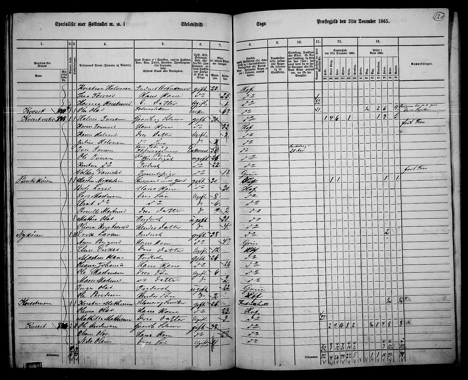 RA, 1865 census for Hof, 1865, p. 112