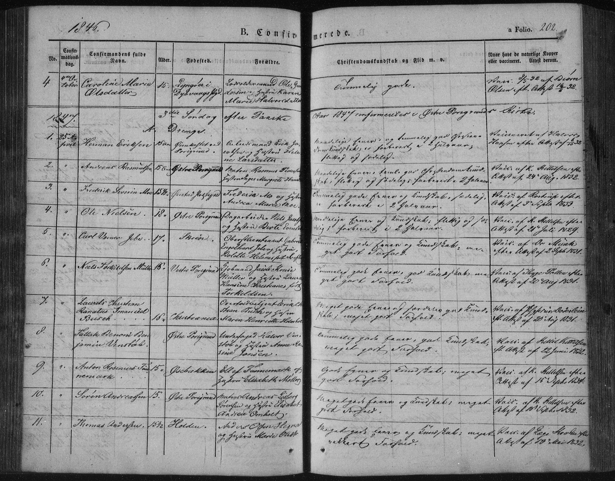 Porsgrunn kirkebøker , SAKO/A-104/F/Fa/L0006: Parish register (official) no. 6, 1841-1857, p. 202