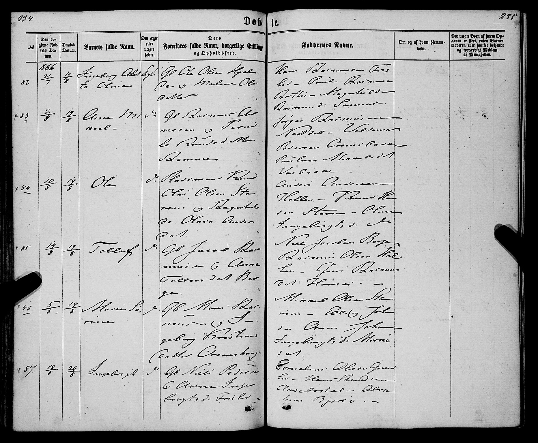 Eid sokneprestembete, AV/SAB-A-82301/H/Haa/Haaa/L0009: Parish register (official) no. A 9, 1861-1868, p. 234-235