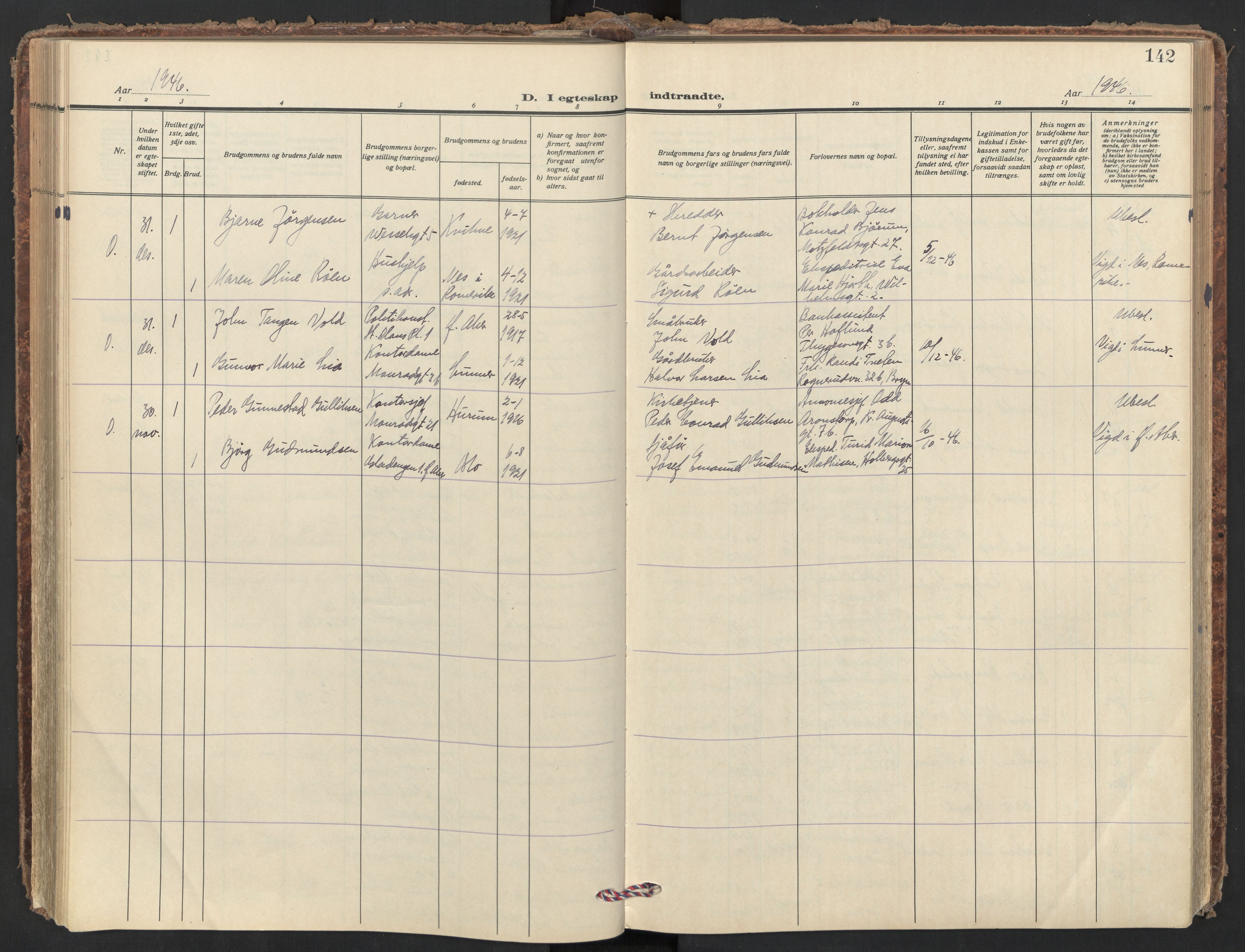 Trefoldighet prestekontor Kirkebøker, AV/SAO-A-10882/F/Fc/L0010: Parish register (official) no. III 10, 1936-1954, p. 142