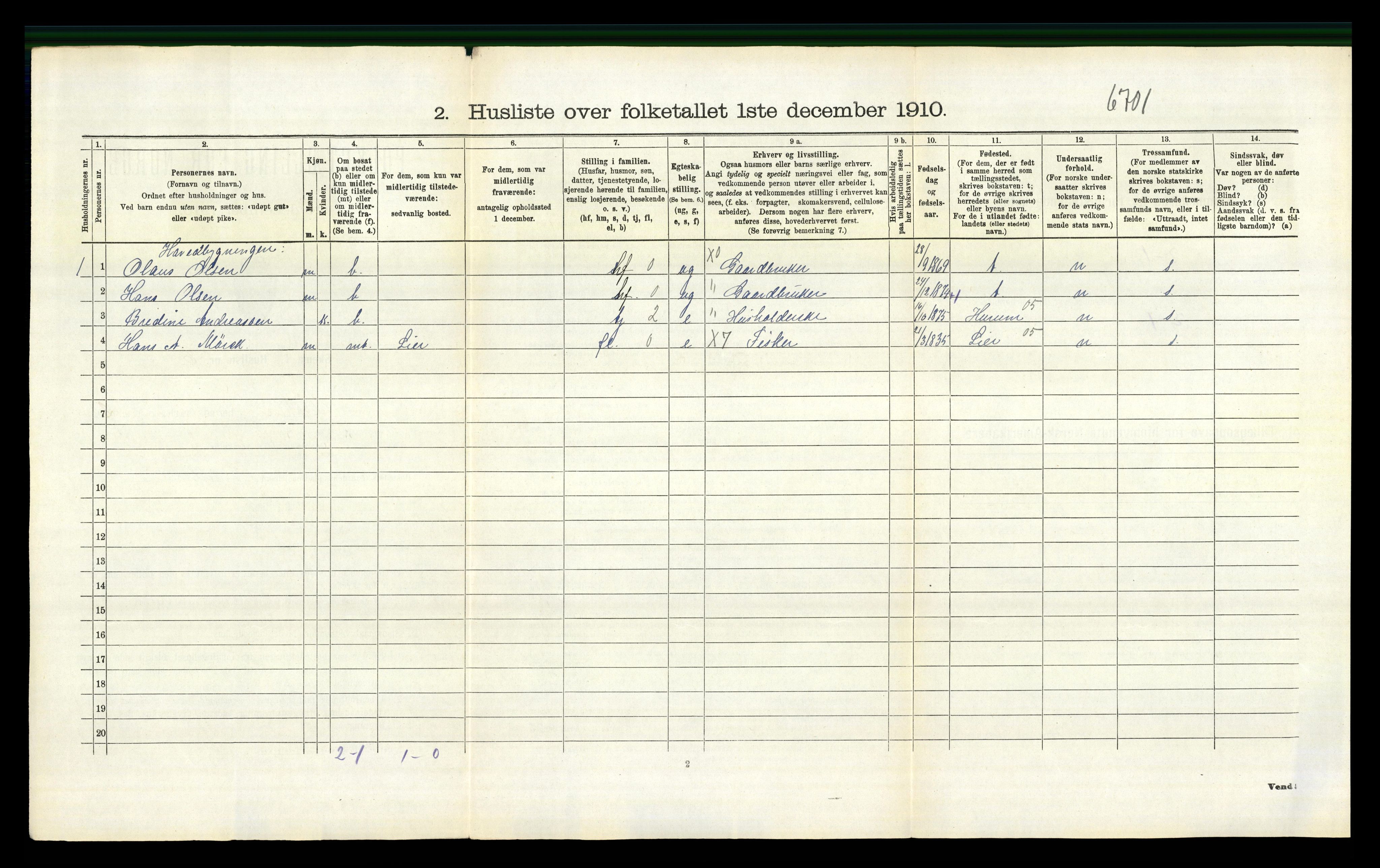 RA, 1910 census for Røyken, 1910, p. 172