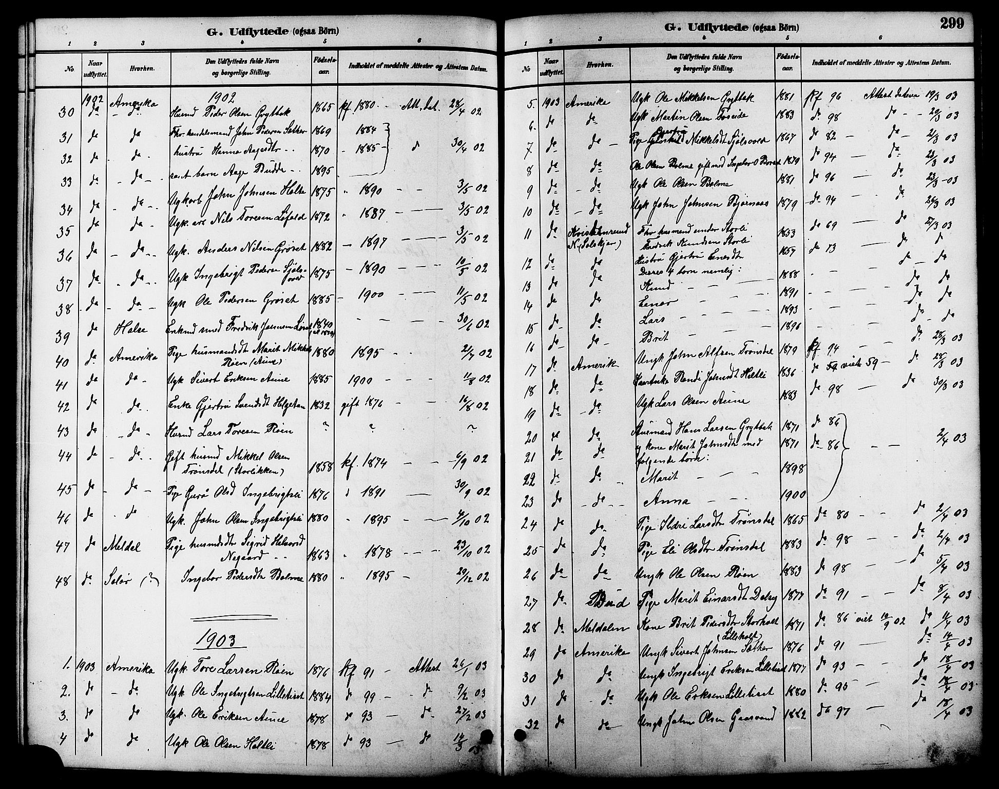 Ministerialprotokoller, klokkerbøker og fødselsregistre - Møre og Romsdal, SAT/A-1454/598/L1078: Parish register (copy) no. 598C03, 1892-1909, p. 299