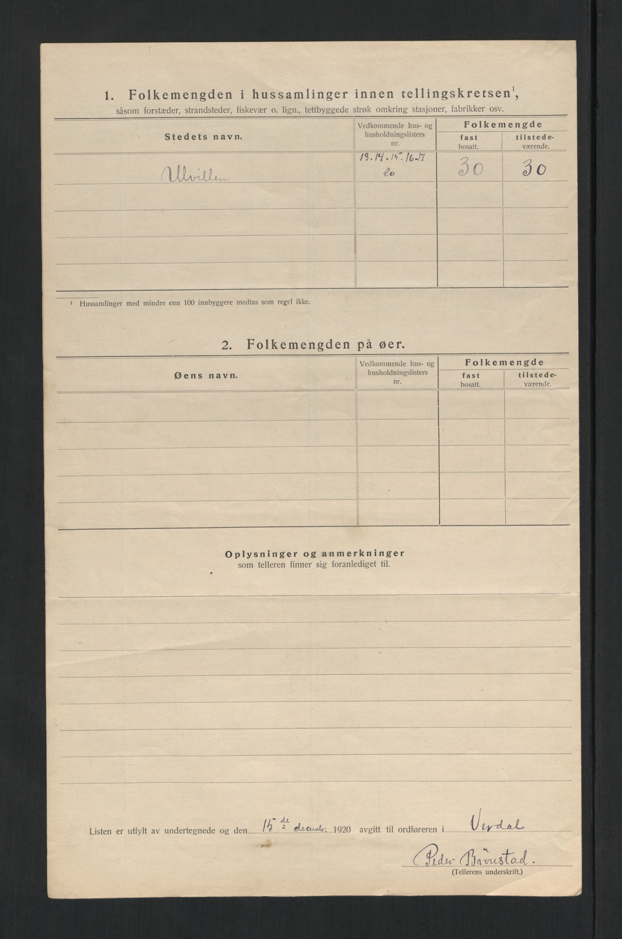 SAT, 1920 census for Verdal, 1920, p. 44