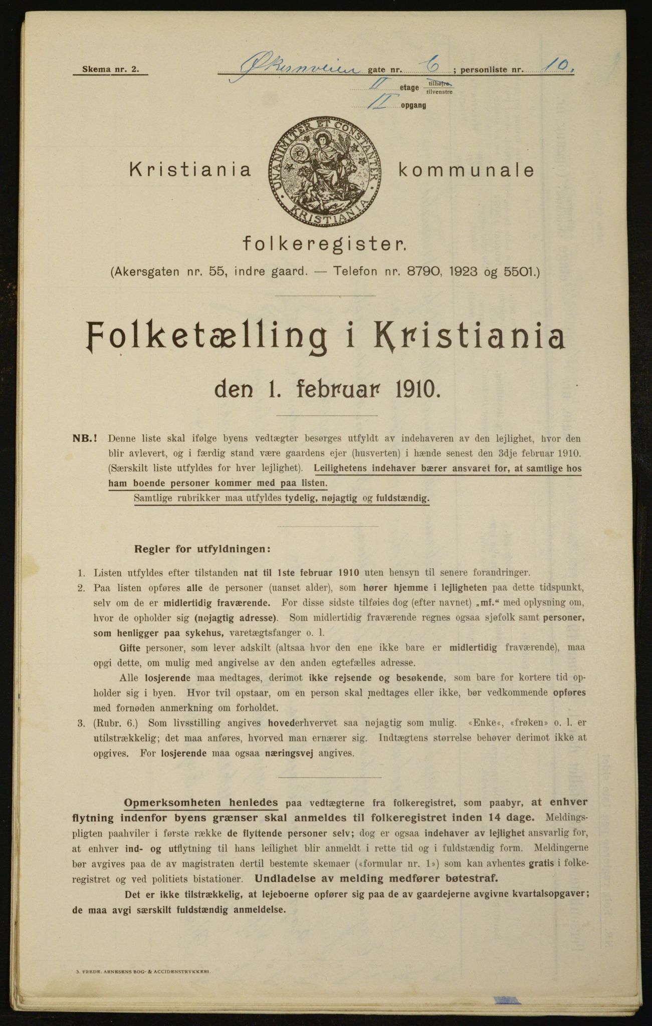 OBA, Municipal Census 1910 for Kristiania, 1910, p. 122068