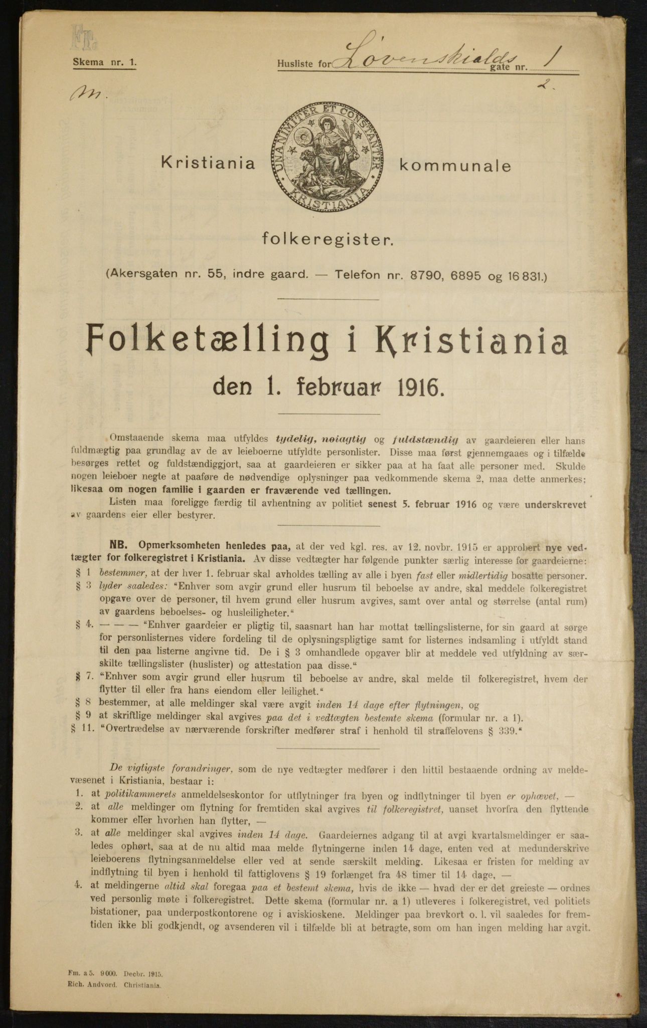 OBA, Municipal Census 1916 for Kristiania, 1916, p. 60096