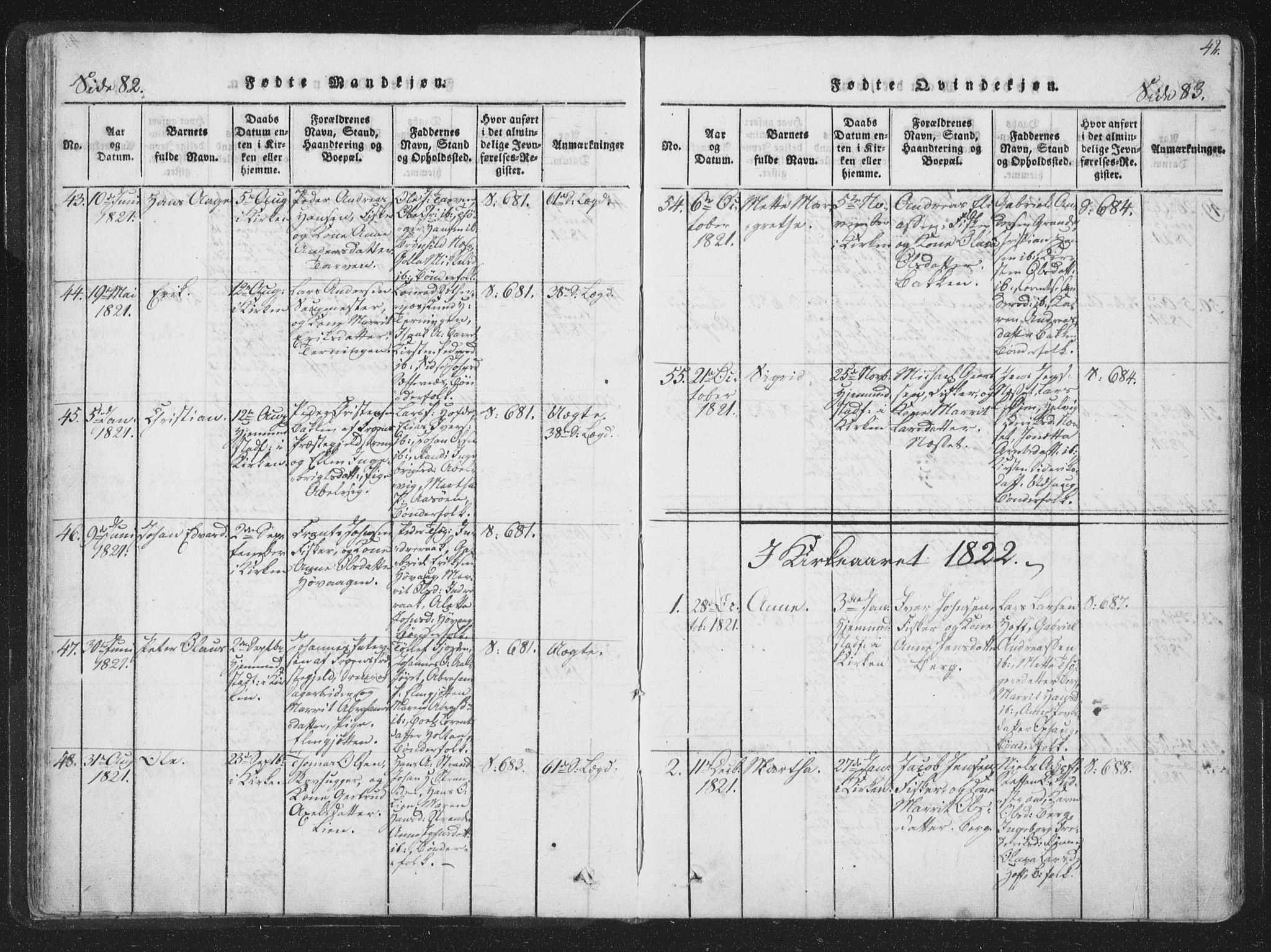 Ministerialprotokoller, klokkerbøker og fødselsregistre - Sør-Trøndelag, SAT/A-1456/659/L0734: Parish register (official) no. 659A04, 1818-1825, p. 82-83