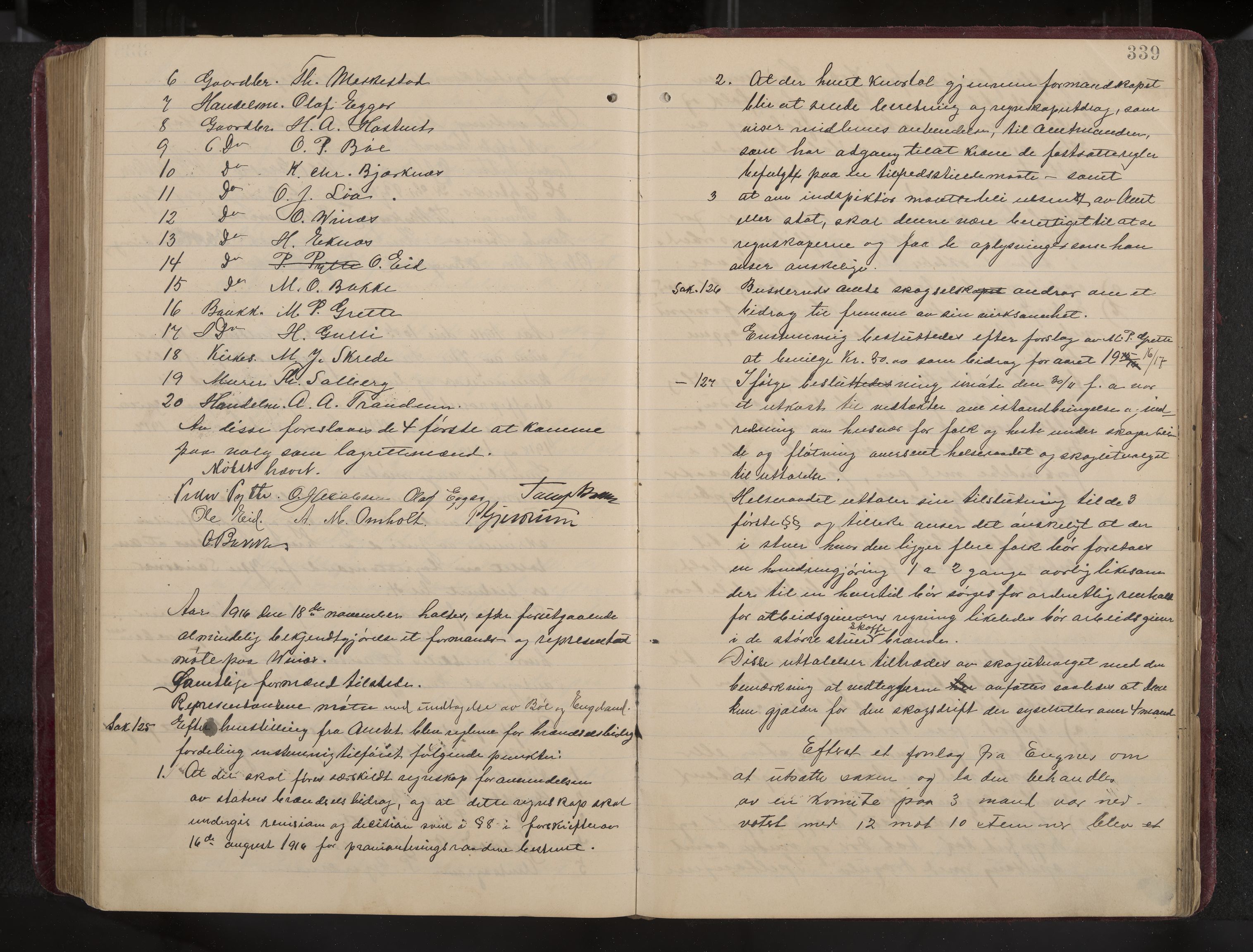 Ytre Sandsvær formannskap og sentraladministrasjon, IKAK/0629021/A/Aa/L0001: Møtebok med register, 1902-1919, p. 339