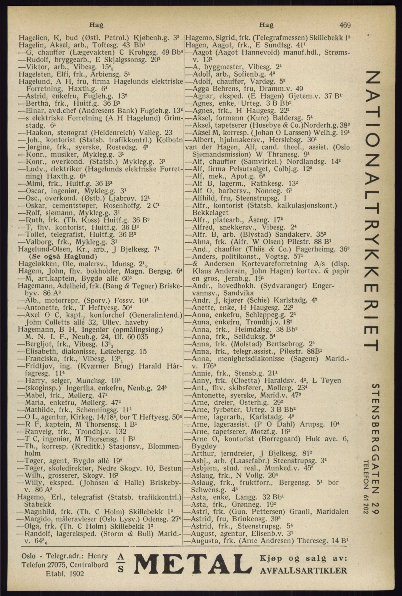 Kristiania/Oslo adressebok, PUBL/-, 1933, p. 469