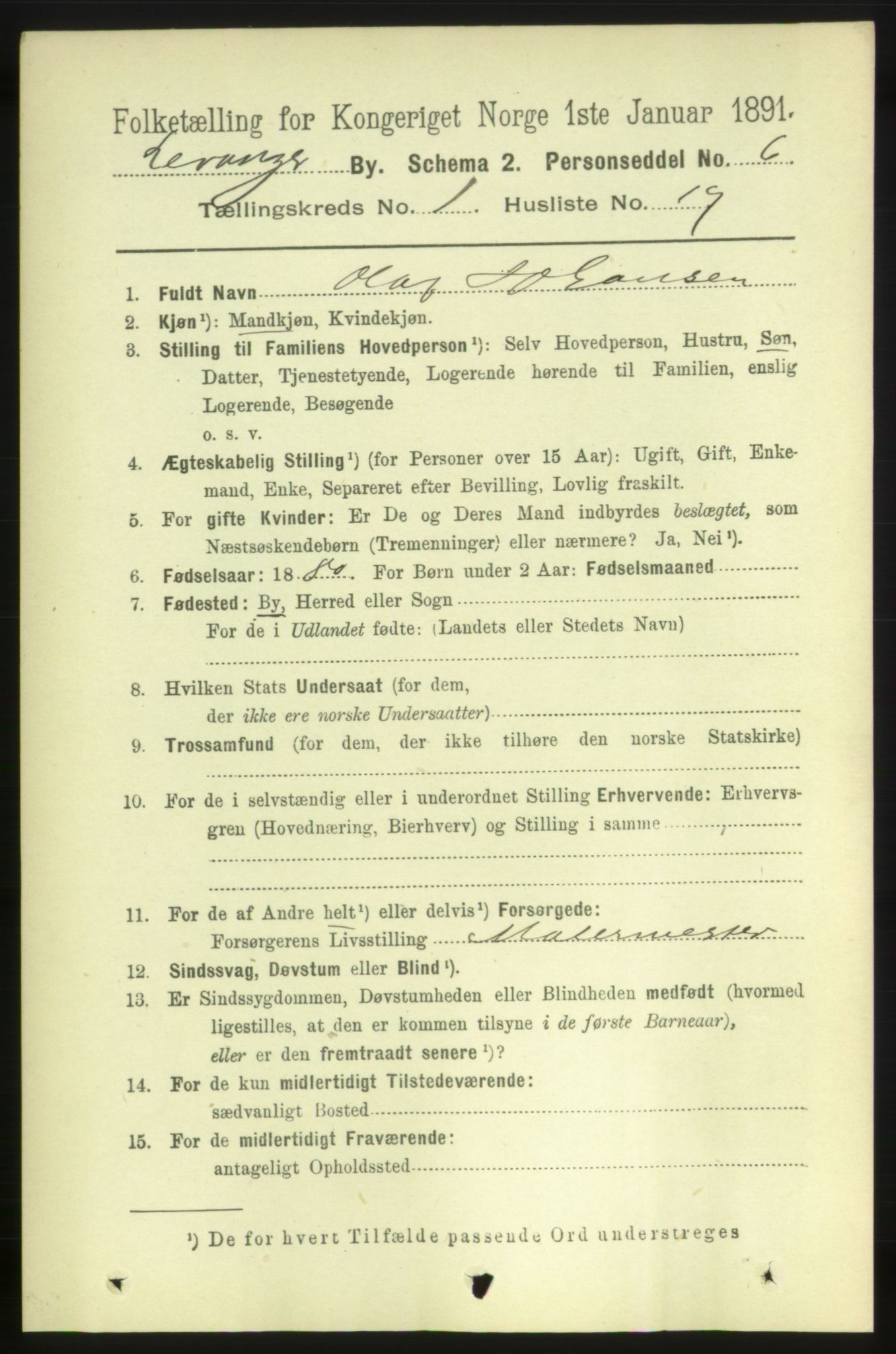 RA, 1891 census for 1701 Levanger, 1891, p. 272