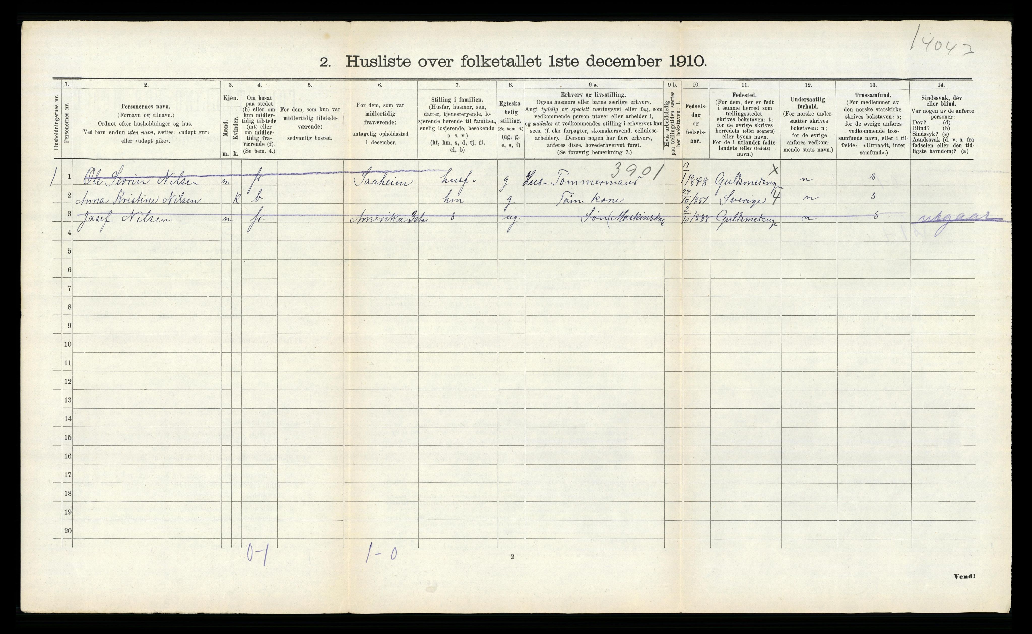 RA, 1910 census for Hisøy, 1910, p. 44