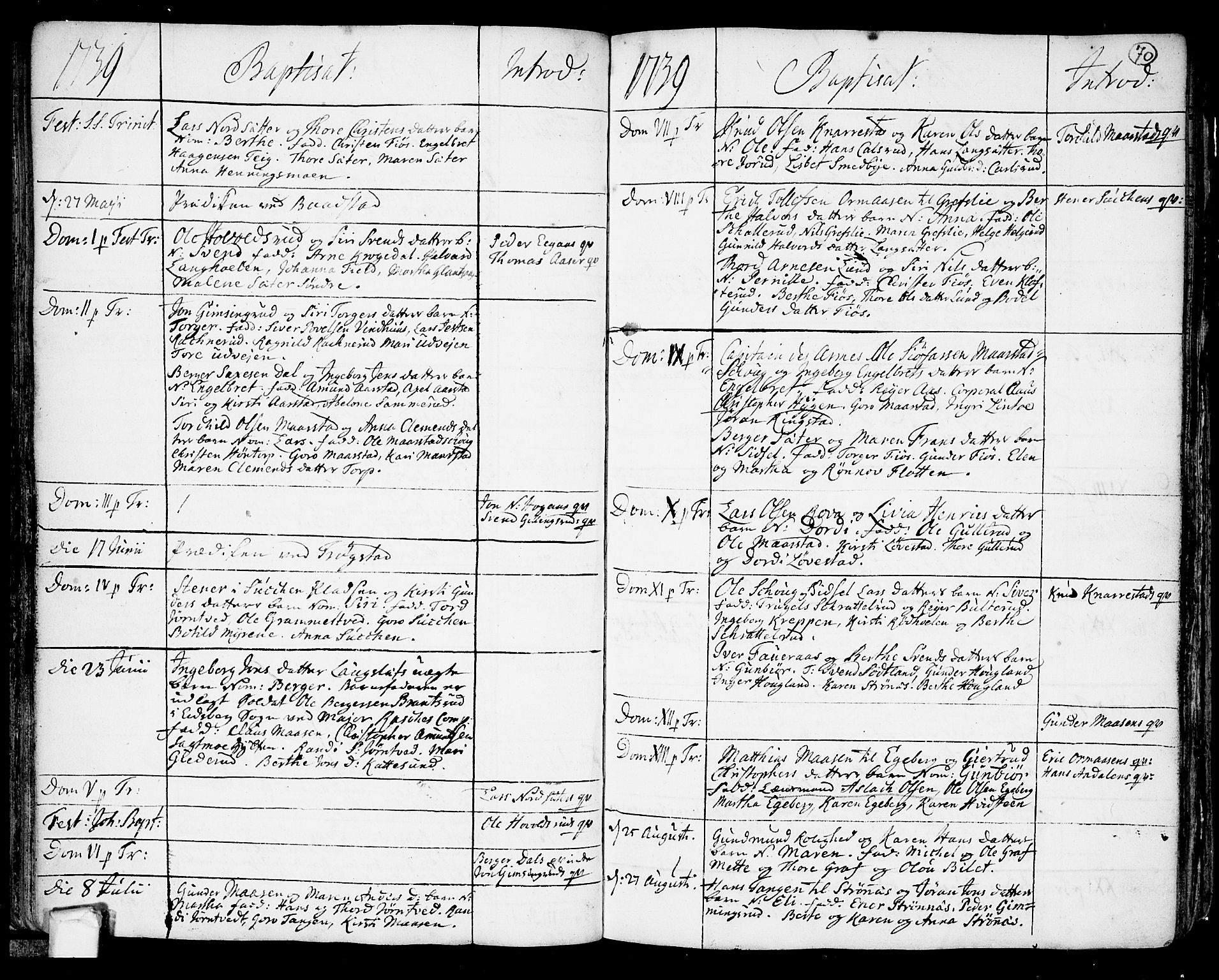 Trøgstad prestekontor Kirkebøker, AV/SAO-A-10925/F/Fa/L0003: Parish register (official) no. I 3, 1721-1749, p. 70