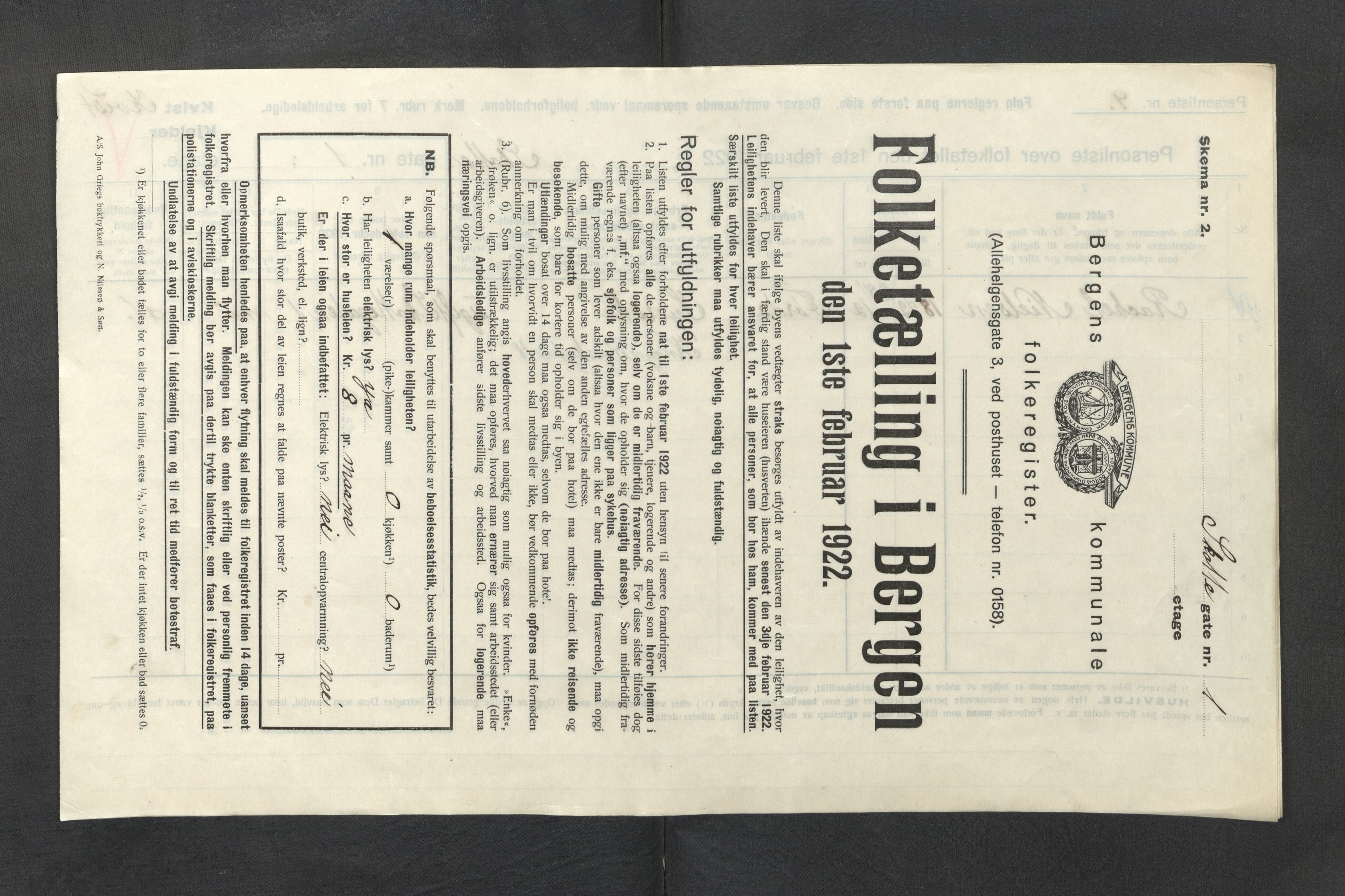SAB, Municipal Census 1922 for Bergen, 1922, p. 37297