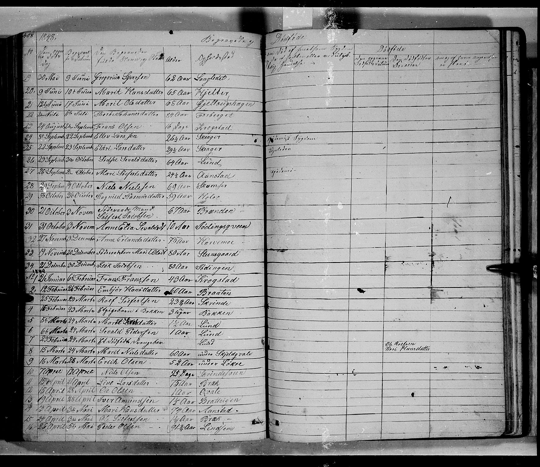 Lom prestekontor, SAH/PREST-070/L/L0004: Parish register (copy) no. 4, 1845-1864, p. 408-409