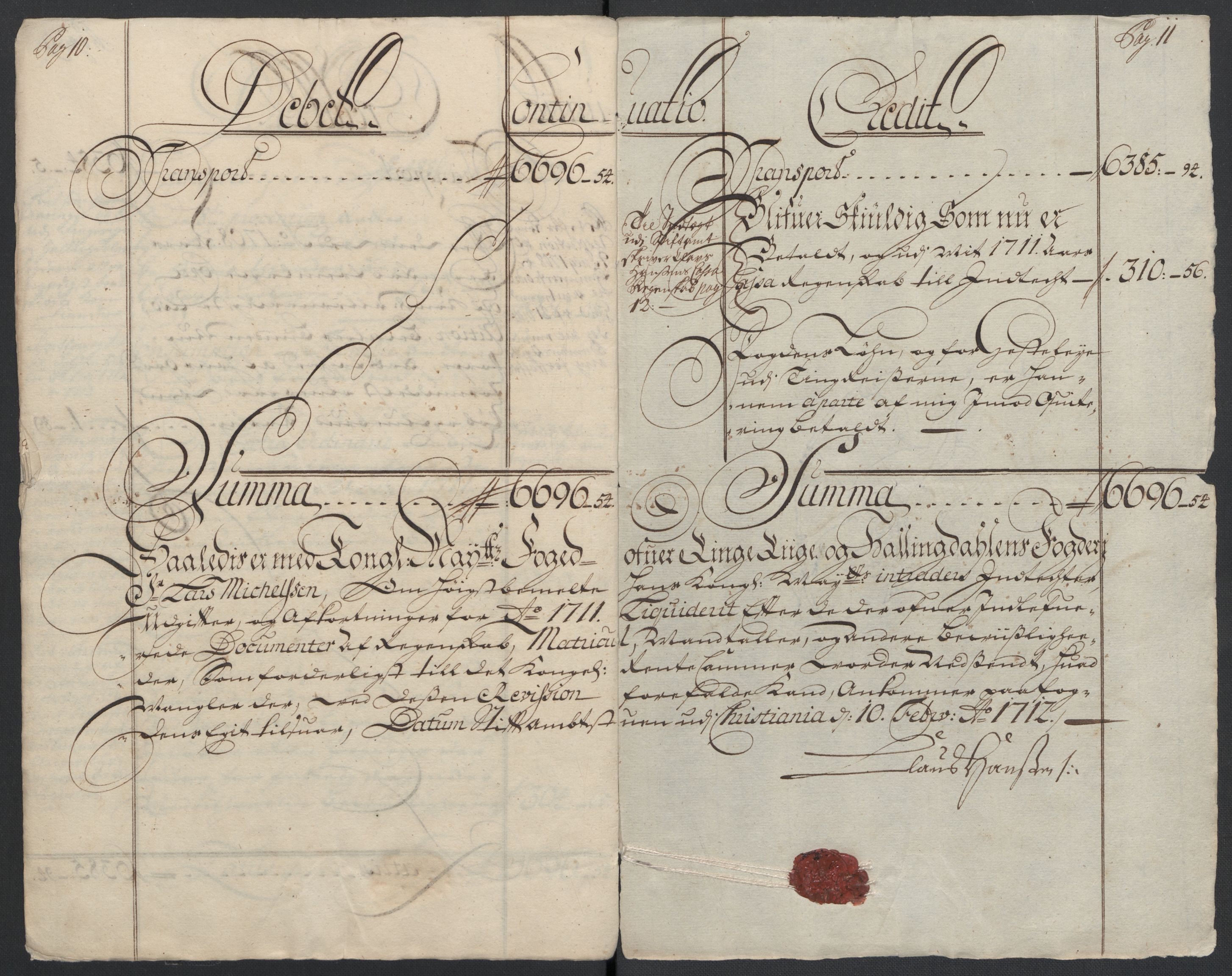 Rentekammeret inntil 1814, Reviderte regnskaper, Fogderegnskap, AV/RA-EA-4092/R23/L1469: Fogderegnskap Ringerike og Hallingdal, 1711, p. 16