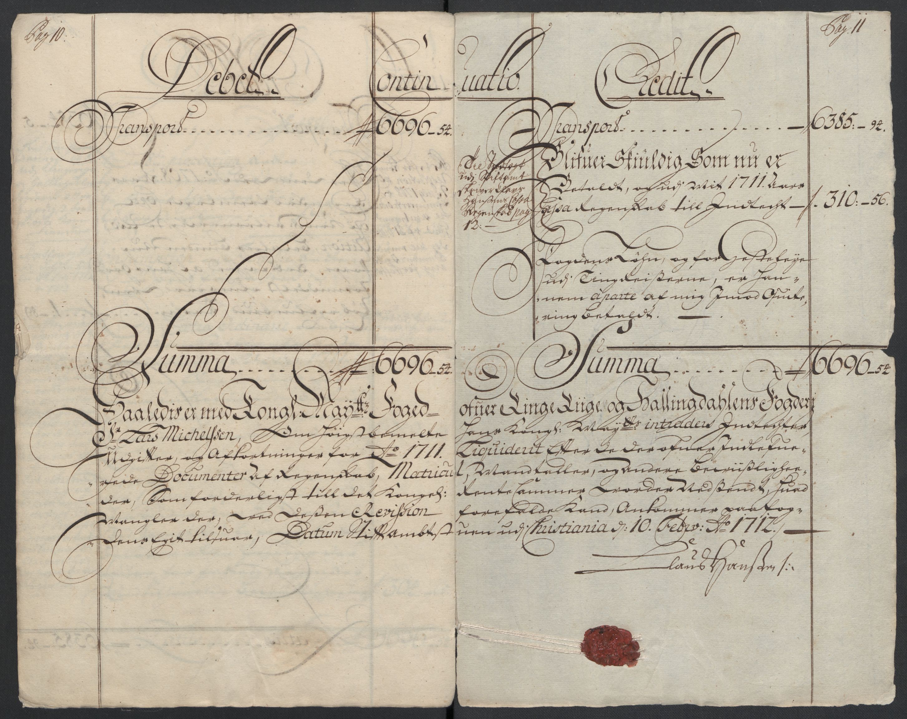 Rentekammeret inntil 1814, Reviderte regnskaper, Fogderegnskap, RA/EA-4092/R23/L1469: Fogderegnskap Ringerike og Hallingdal, 1711, p. 16