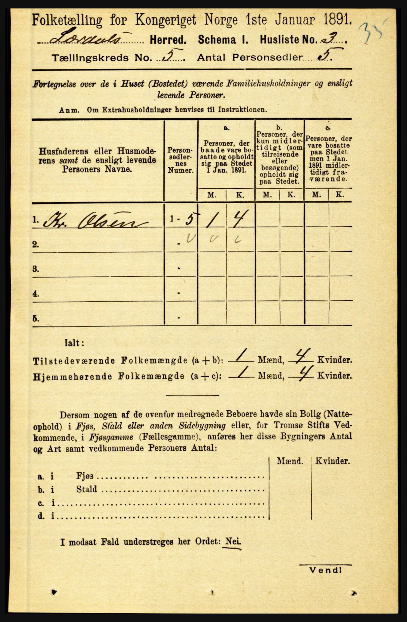 RA, 1891 census for 1422 Lærdal, 1891, p. 26