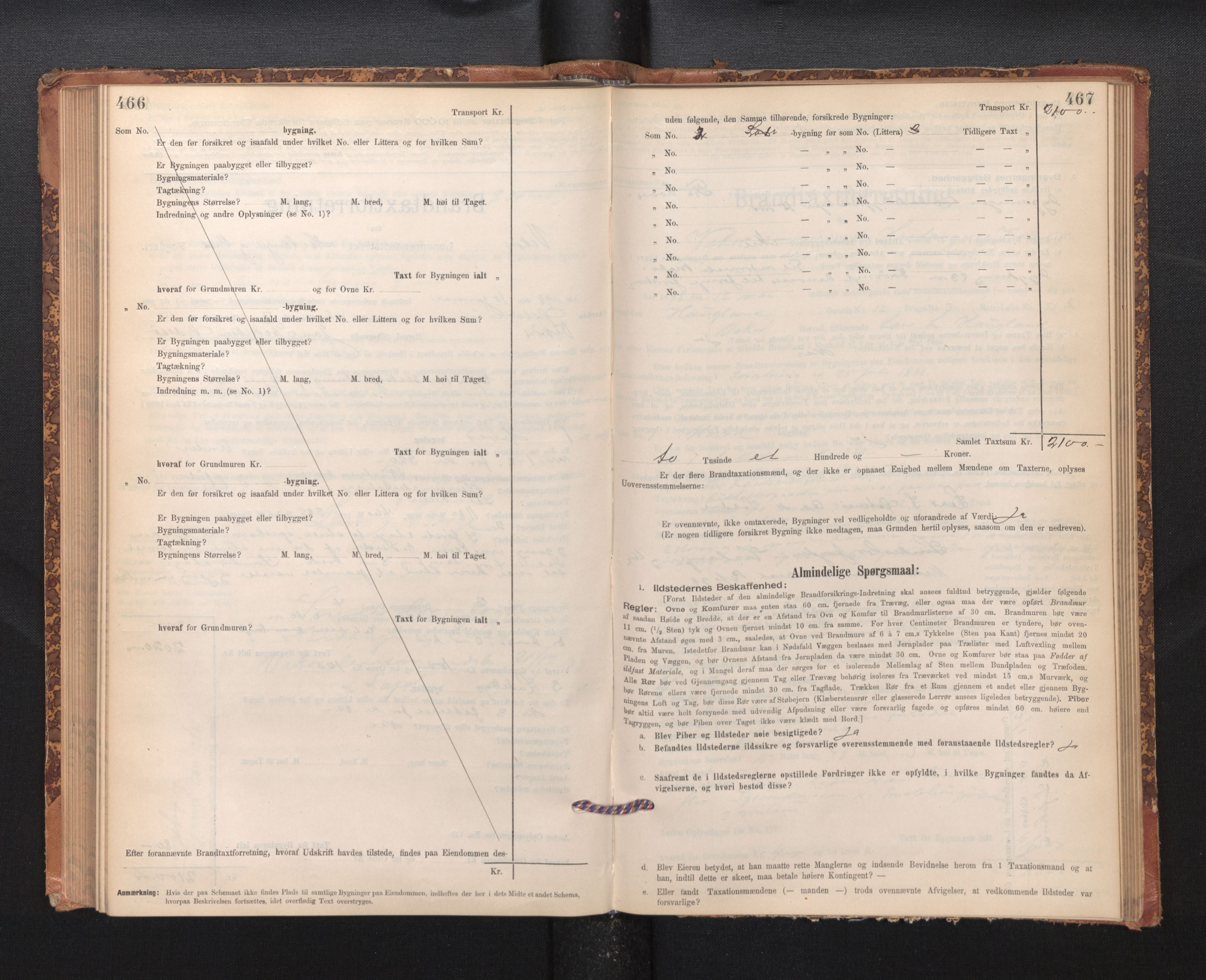 Lensmannen i Kvam, SAB/A-33201/0012/L0005: Branntakstprotokoll, skjematakst, 1894-1913, p. 466-467