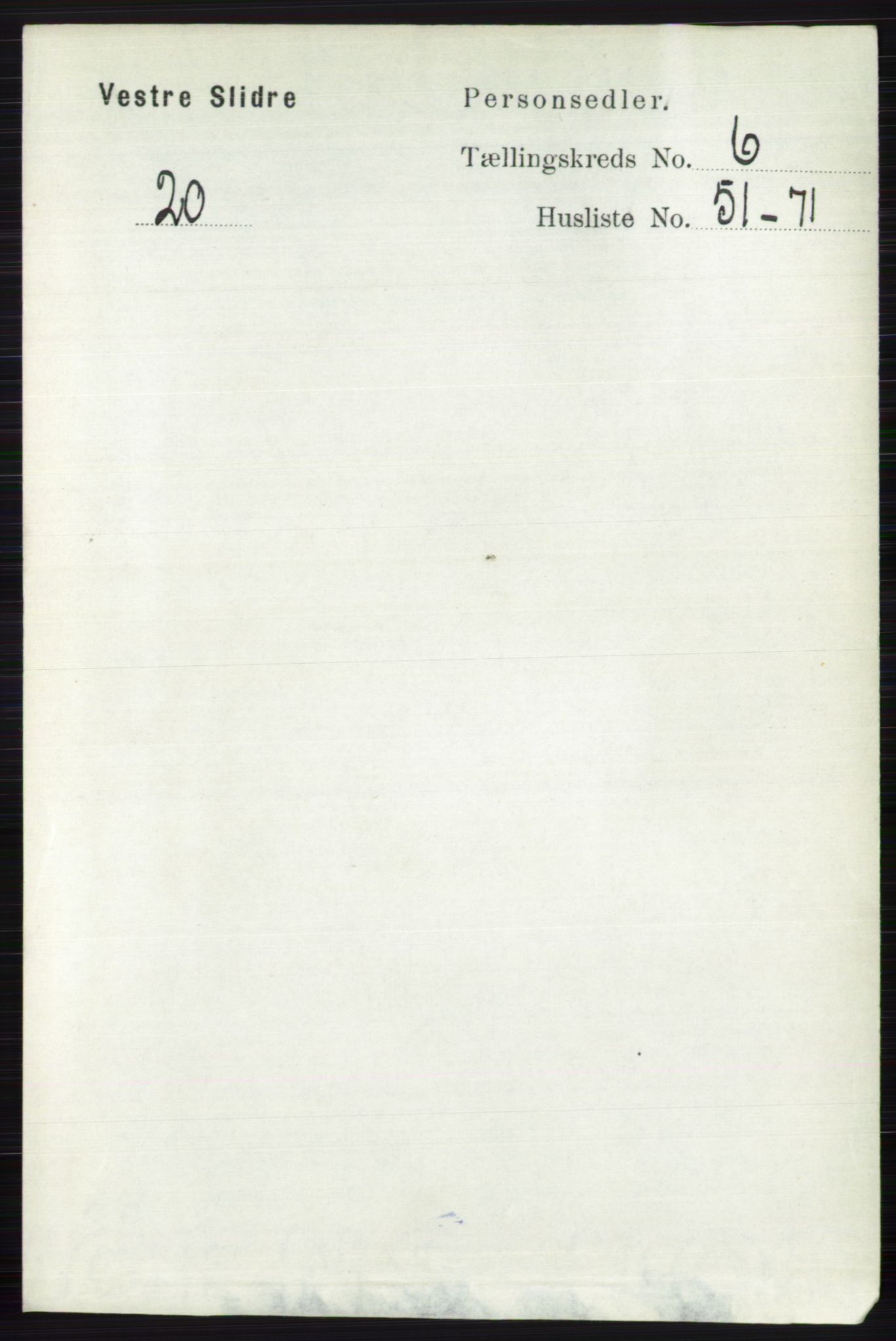 RA, 1891 census for 0543 Vestre Slidre, 1891, p. 2376