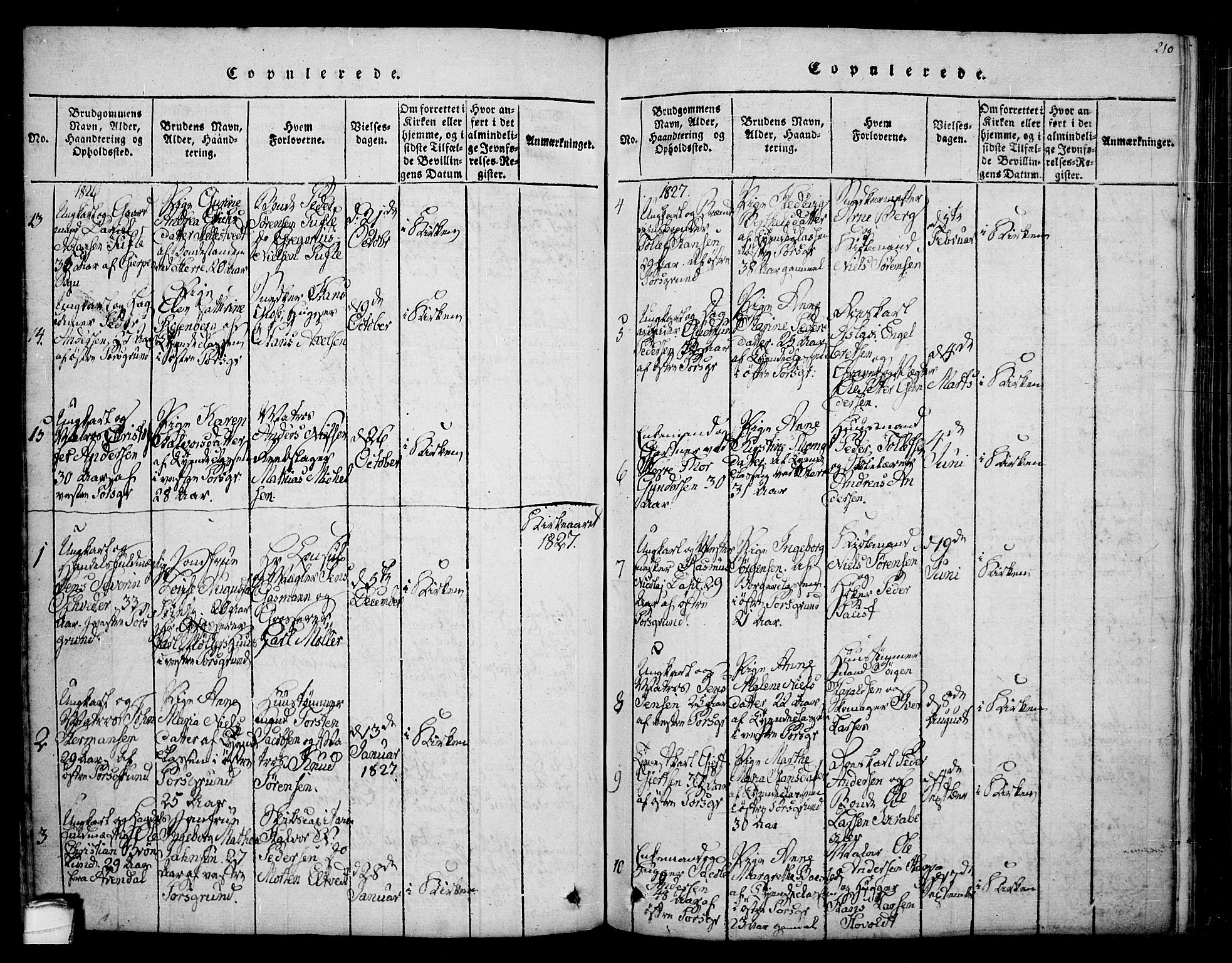 Porsgrunn kirkebøker , SAKO/A-104/F/Fa/L0004: Parish register (official) no. 4, 1814-1828, p. 210