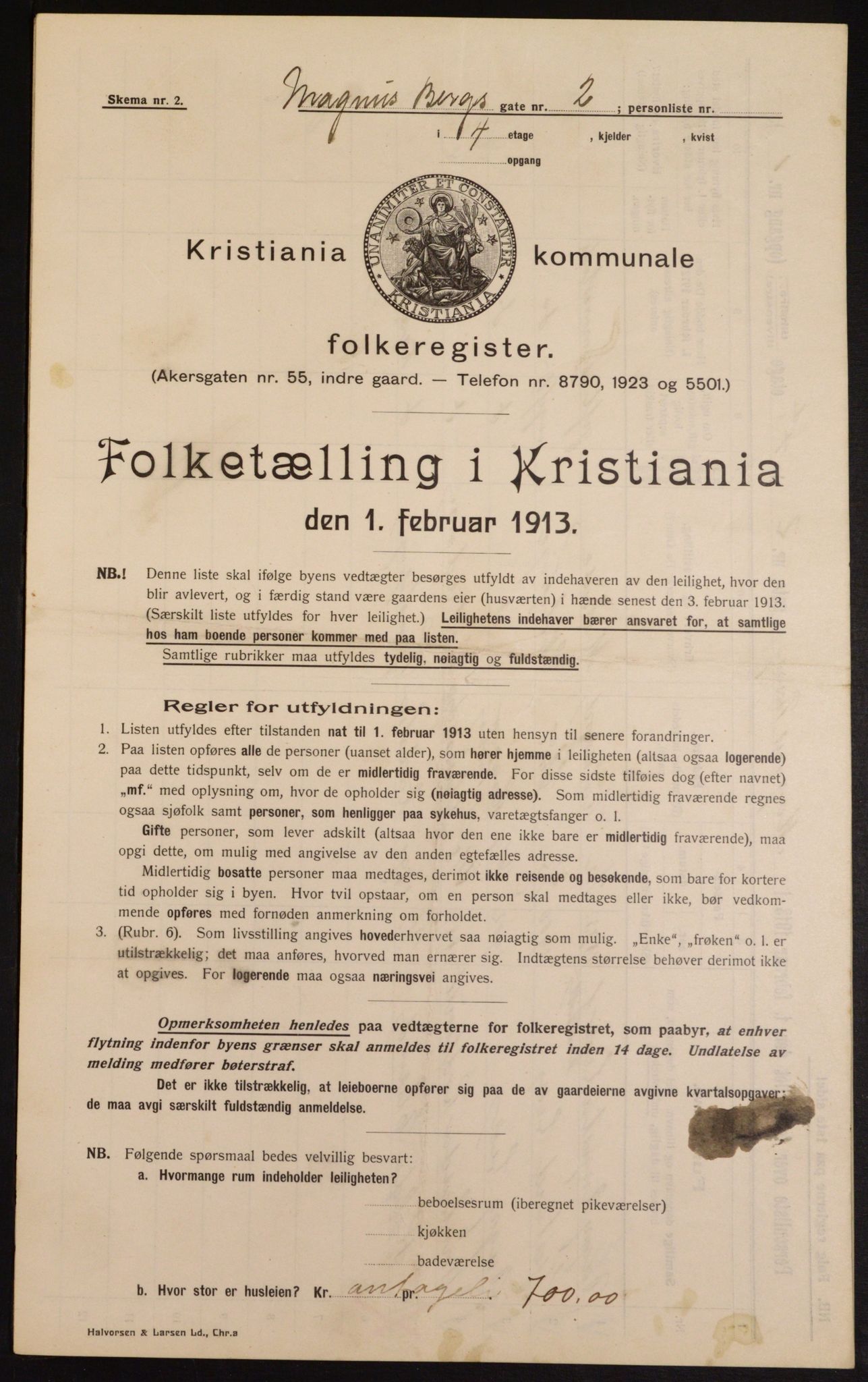 OBA, Municipal Census 1913 for Kristiania, 1913, p. 58866