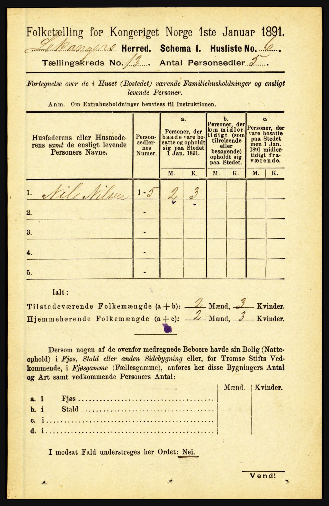 RA, 1891 census for 1419 Leikanger, 1891, p. 2418