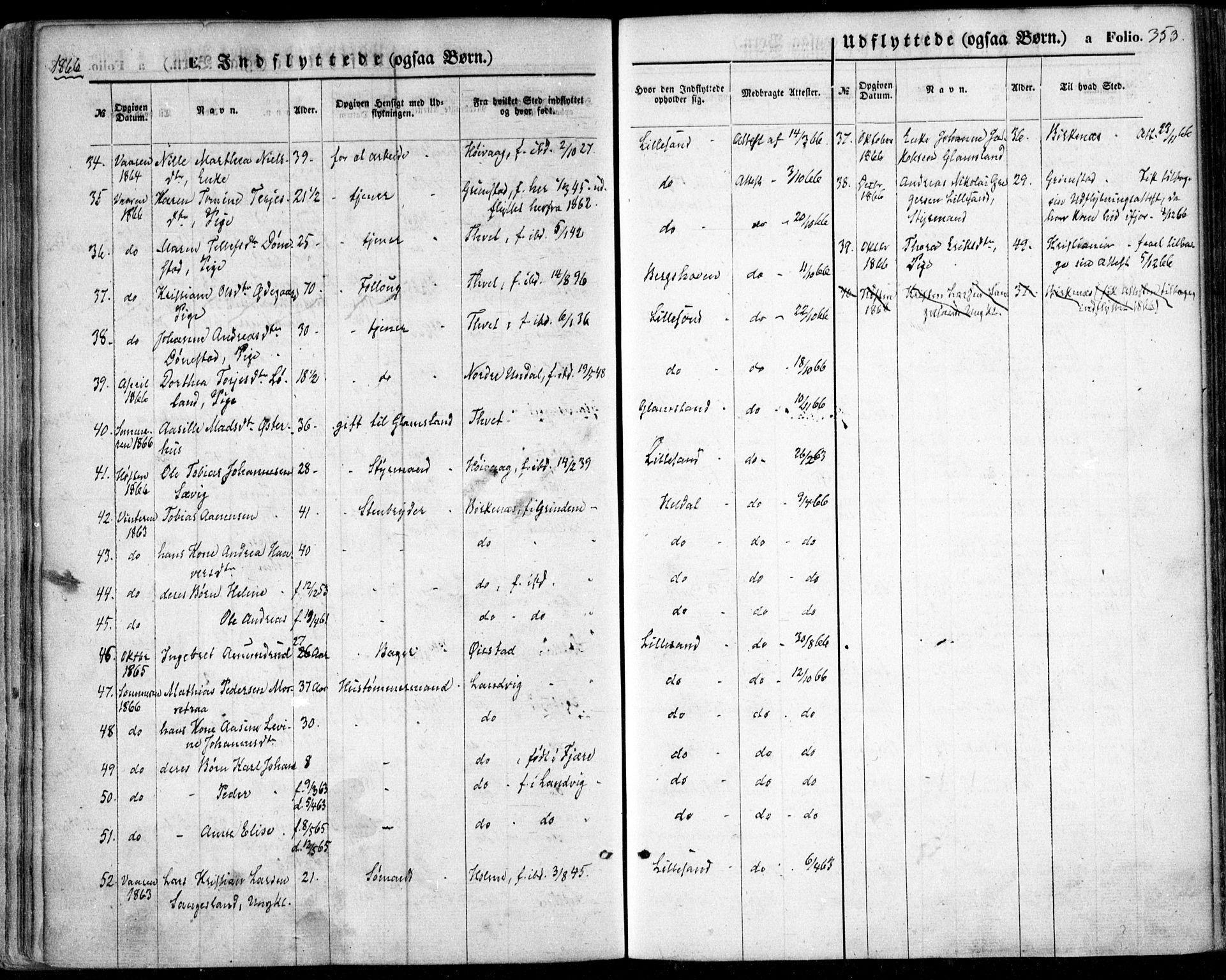 Vestre Moland sokneprestkontor, AV/SAK-1111-0046/F/Fa/Fab/L0007: Parish register (official) no. A 7, 1859-1872, p. 353