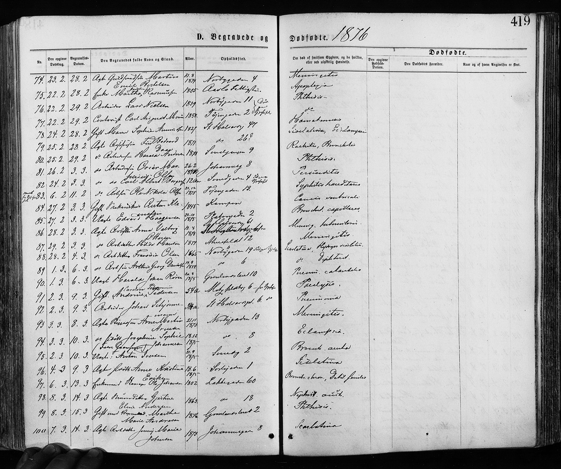 Grønland prestekontor Kirkebøker, AV/SAO-A-10848/F/Fa/L0005: Parish register (official) no. 5, 1869-1880, p. 419