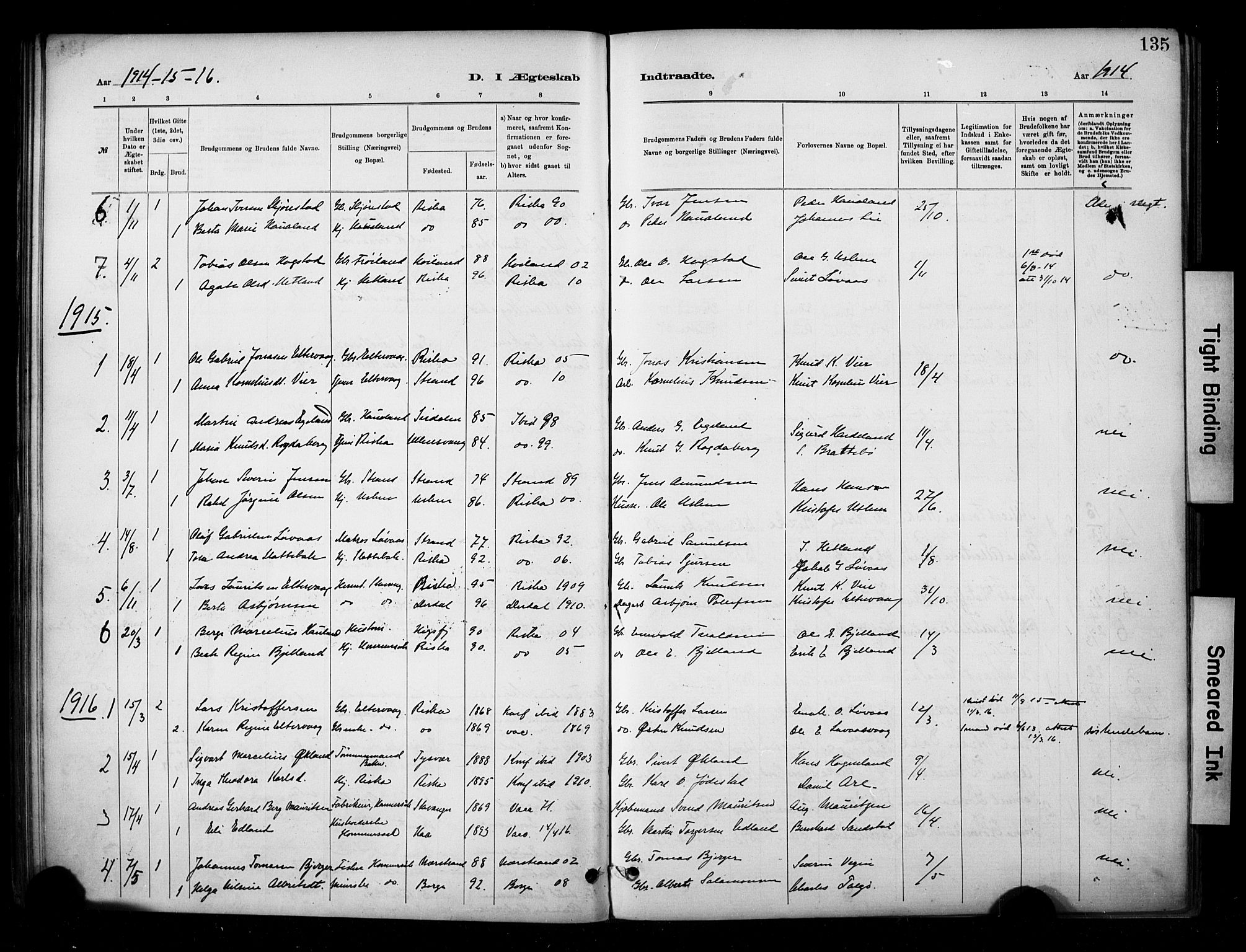 Hetland sokneprestkontor, SAST/A-101826/30/30BA/L0010: Parish register (official) no. A 10, 1882-1925, p. 135