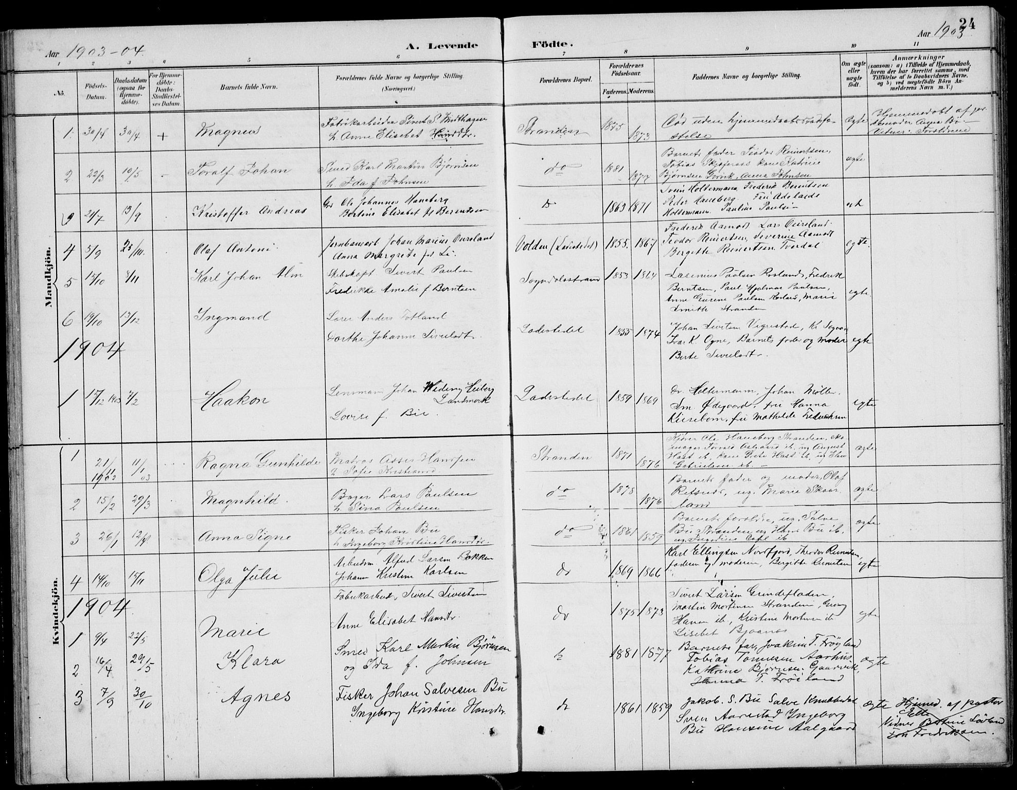 Sokndal sokneprestkontor, SAST/A-101808: Parish register (copy) no. B 5, 1887-1934, p. 24