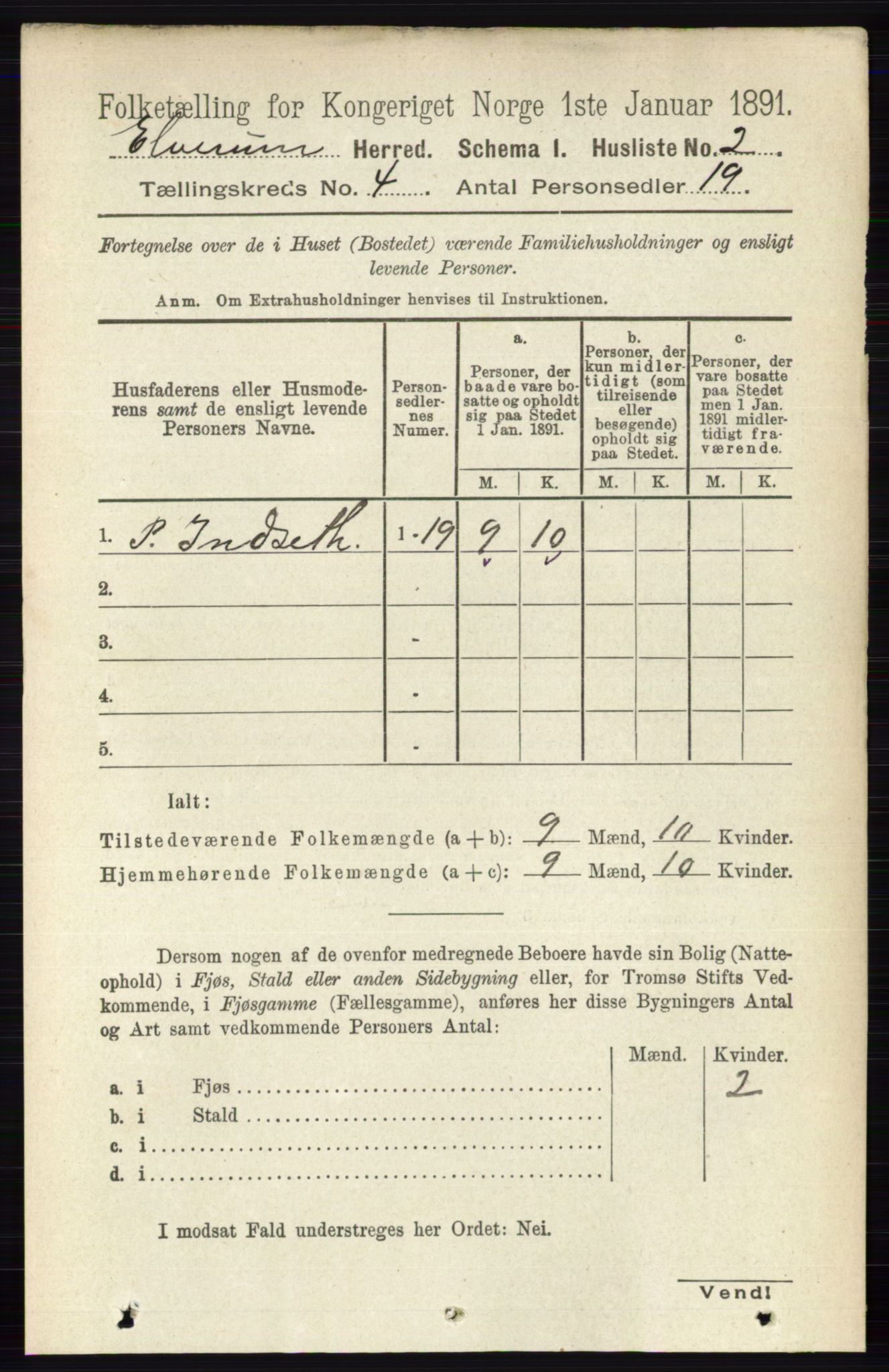 RA, 1891 census for 0427 Elverum, 1891, p. 2278