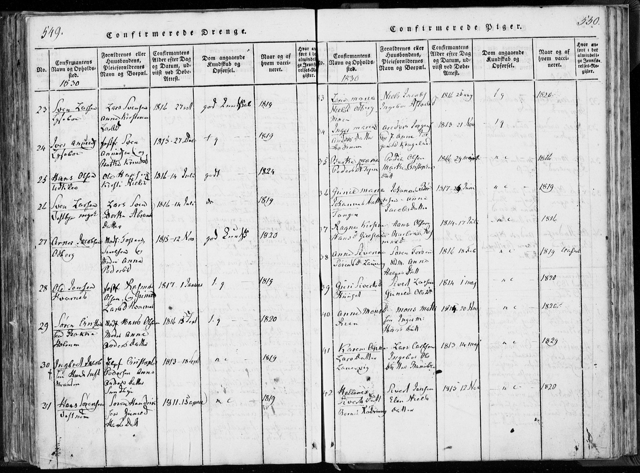 Hedrum kirkebøker, AV/SAKO-A-344/F/Fa/L0004: Parish register (official) no. I 4, 1817-1835, p. 549-550