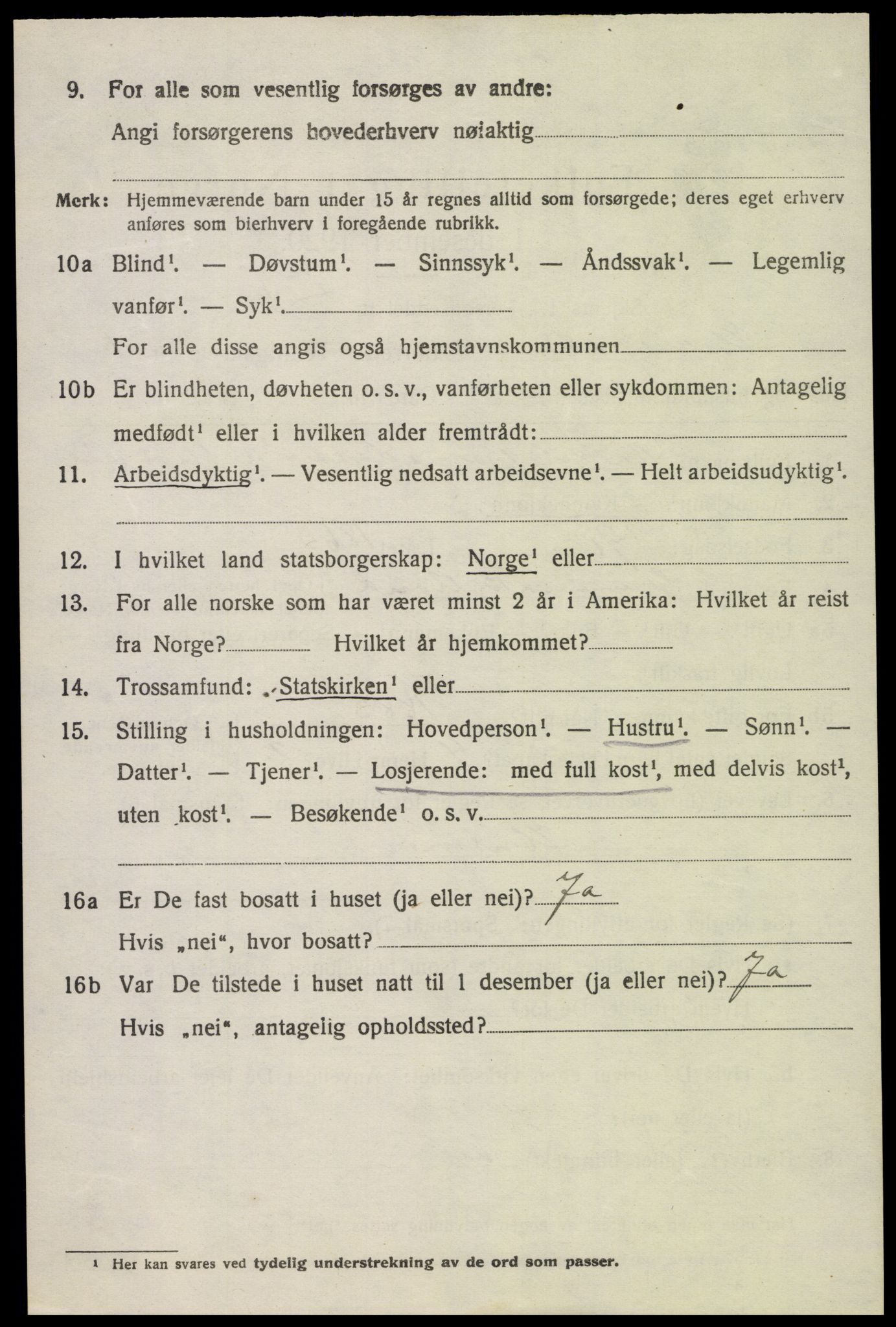 SAK, 1920 census for Herefoss, 1920, p. 313