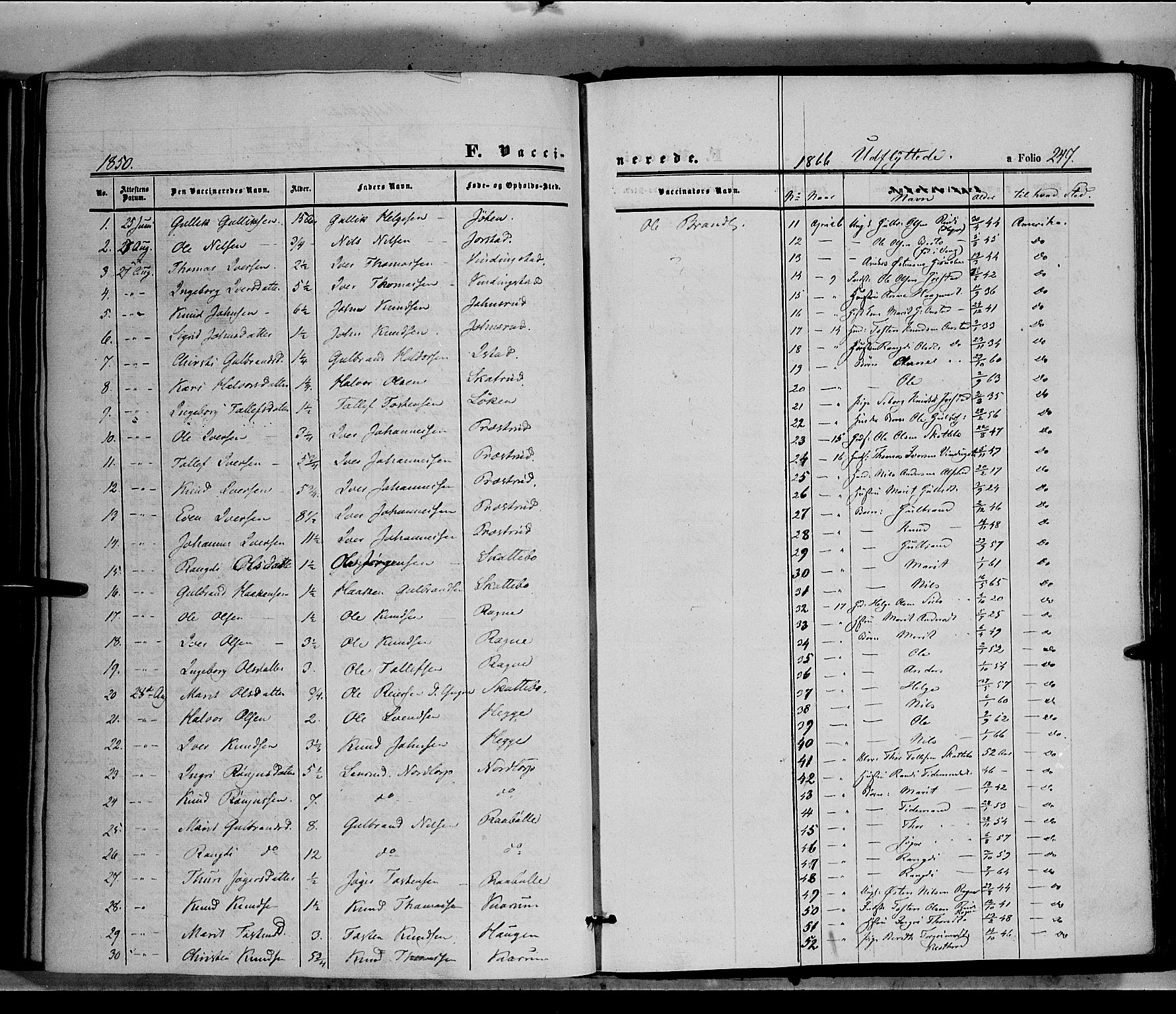 Øystre Slidre prestekontor, SAH/PREST-138/H/Ha/Haa/L0001: Parish register (official) no. 1, 1849-1874, p. 247