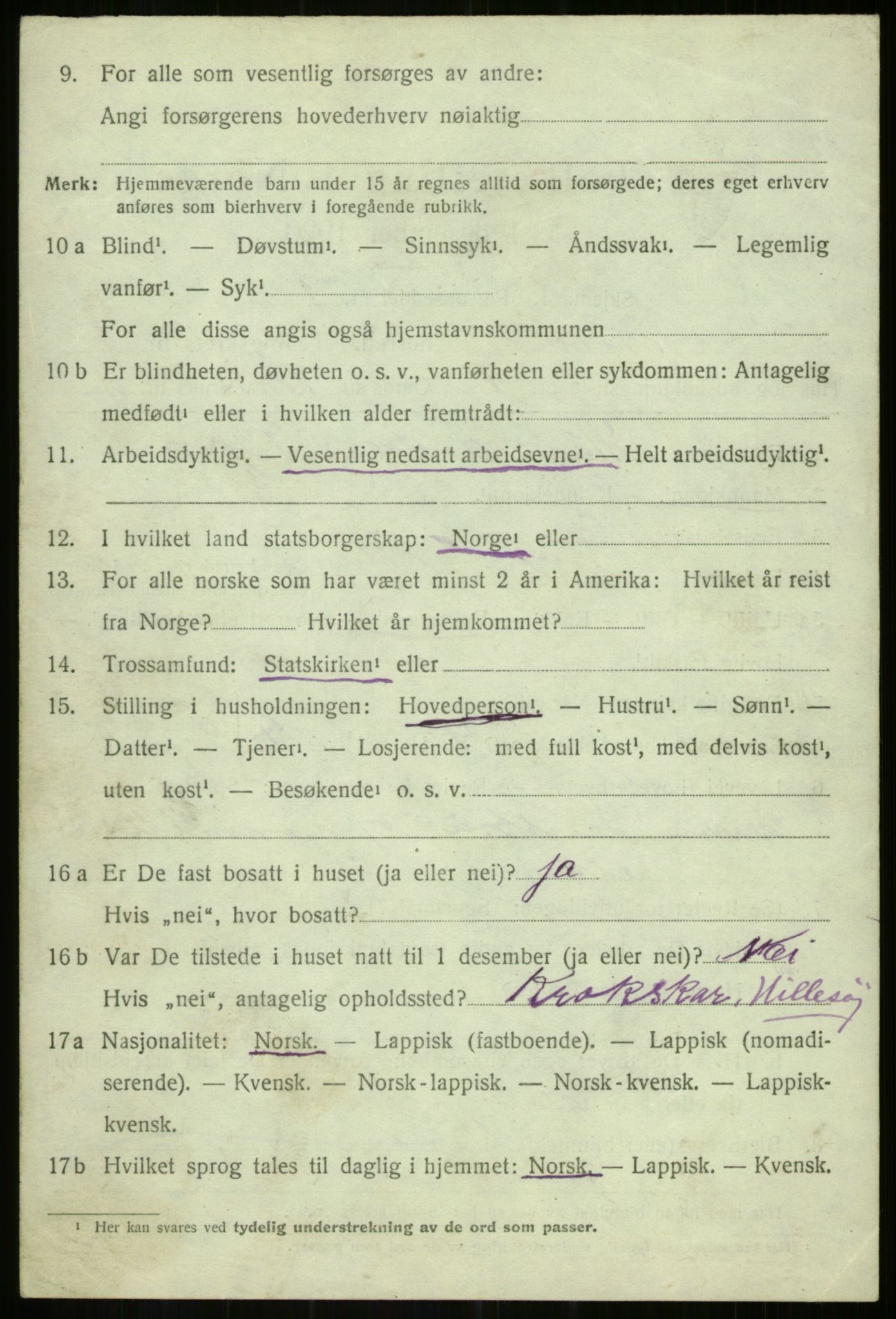 SATØ, 1920 census for Hillesøy, 1920, p. 2904