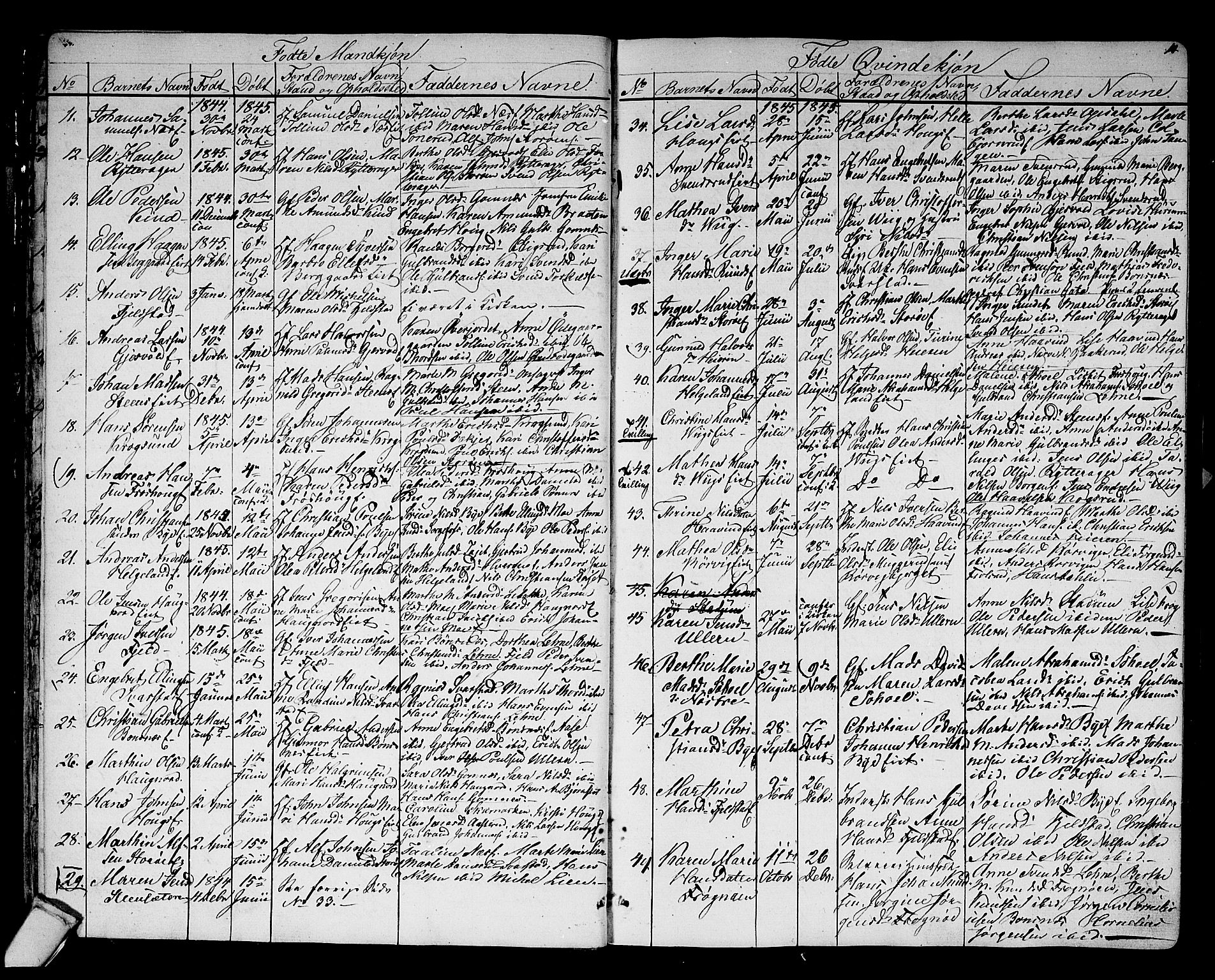 Hole kirkebøker, AV/SAKO-A-228/G/Ga/L0002: Parish register (copy) no. I 2, 1842-1878, p. 14