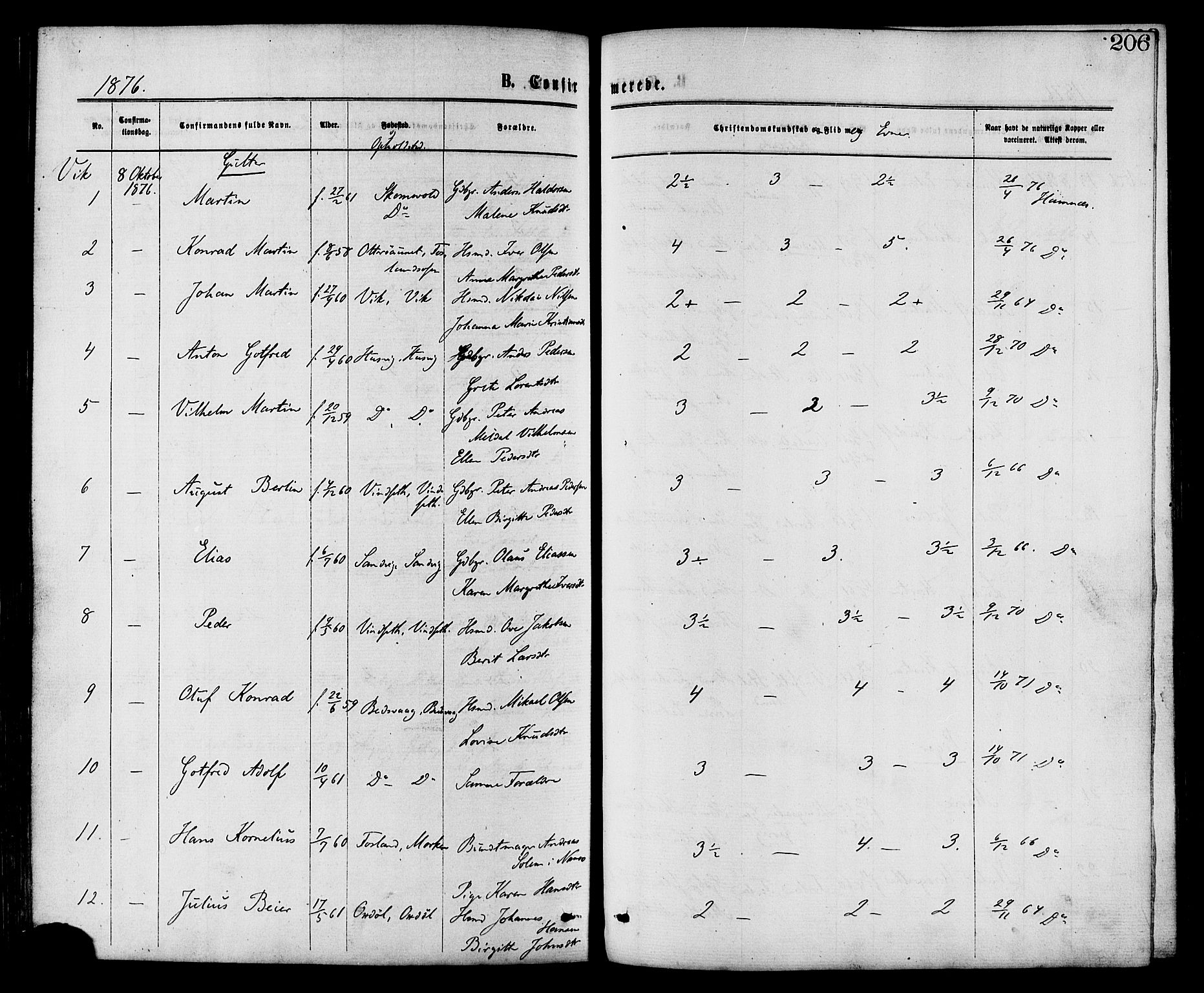 Ministerialprotokoller, klokkerbøker og fødselsregistre - Nord-Trøndelag, SAT/A-1458/773/L0616: Parish register (official) no. 773A07, 1870-1887, p. 206