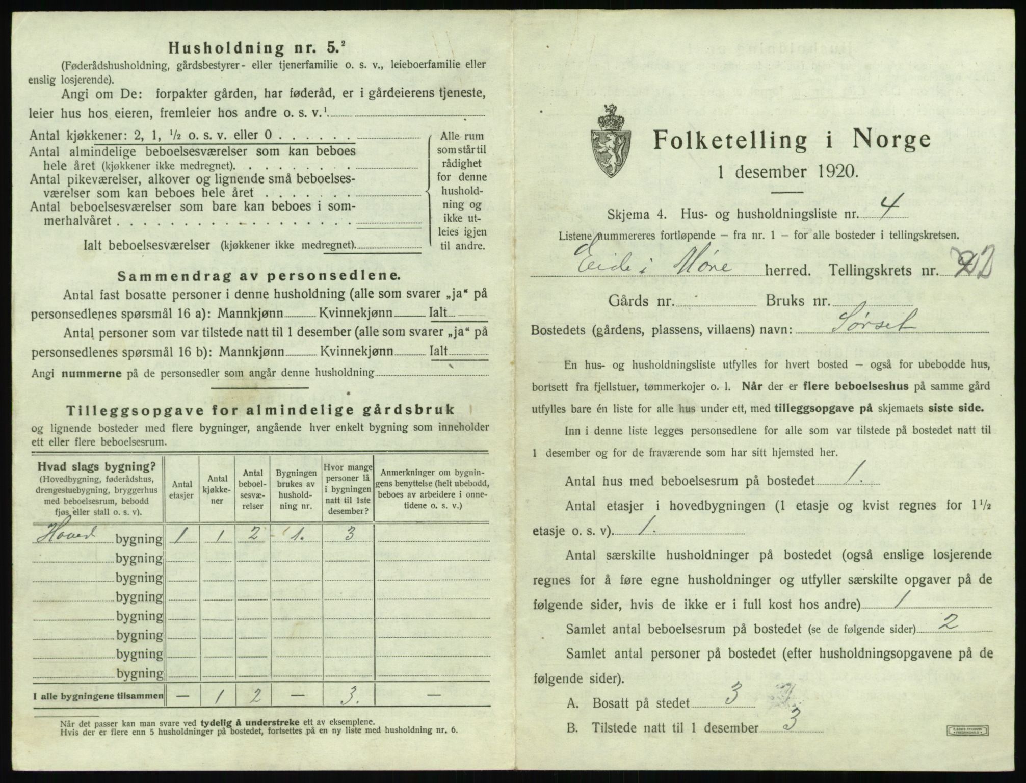 SAT, 1920 census for Eid (MR), 1920, p. 104