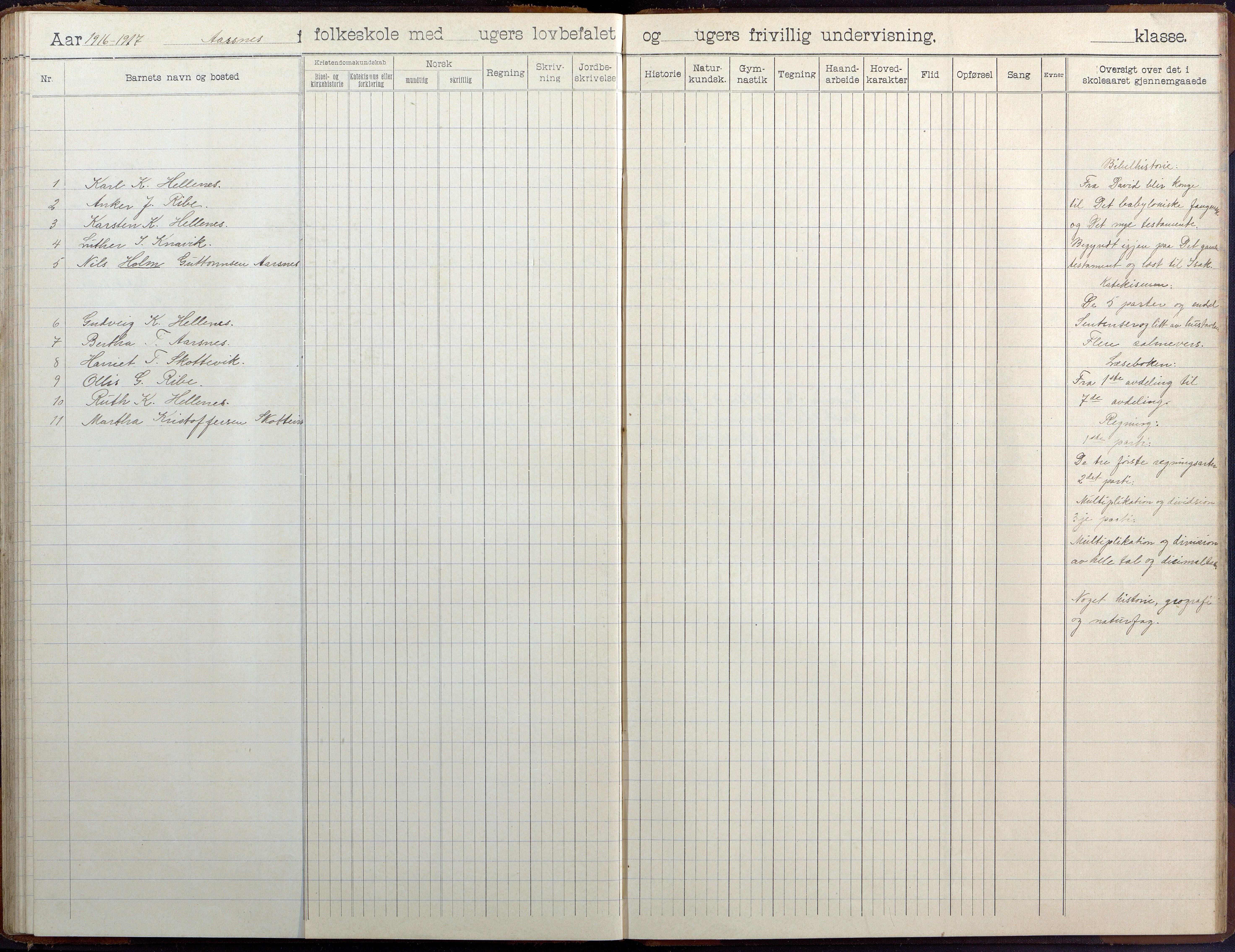 Høvåg kommune, AAKS/KA0927-PK/2/2/L0041: Ytre Årsnes og Ulvøysund - Skoleprotokoll (Ytre Årsnes, Hæstad), 1905-1929