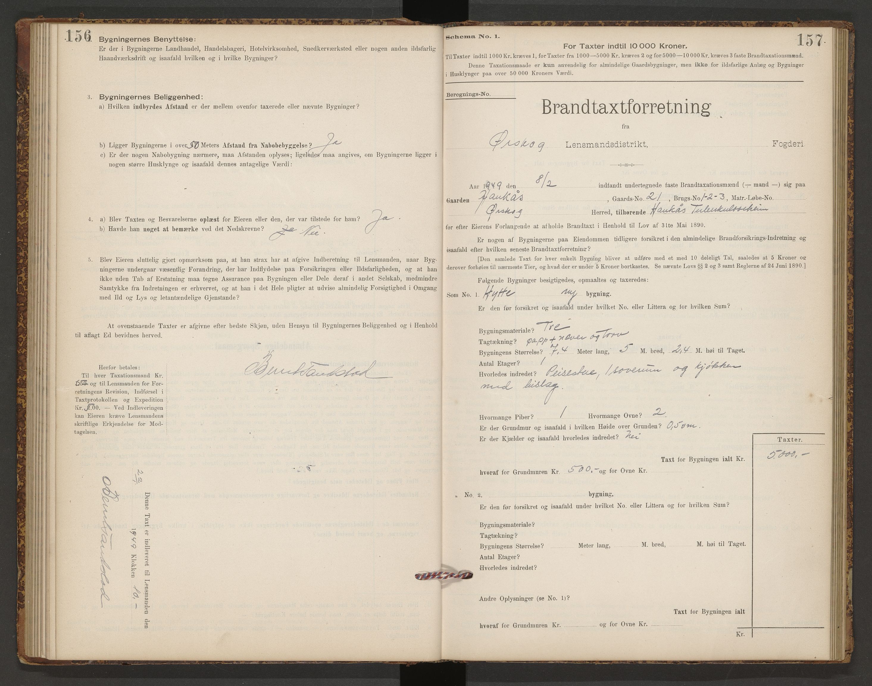 Norges Brannkasse Ørskog, AV/SAT-A-5493/Fb/L0001: Branntakstprotokoll, 1921-1949, p. 156-157