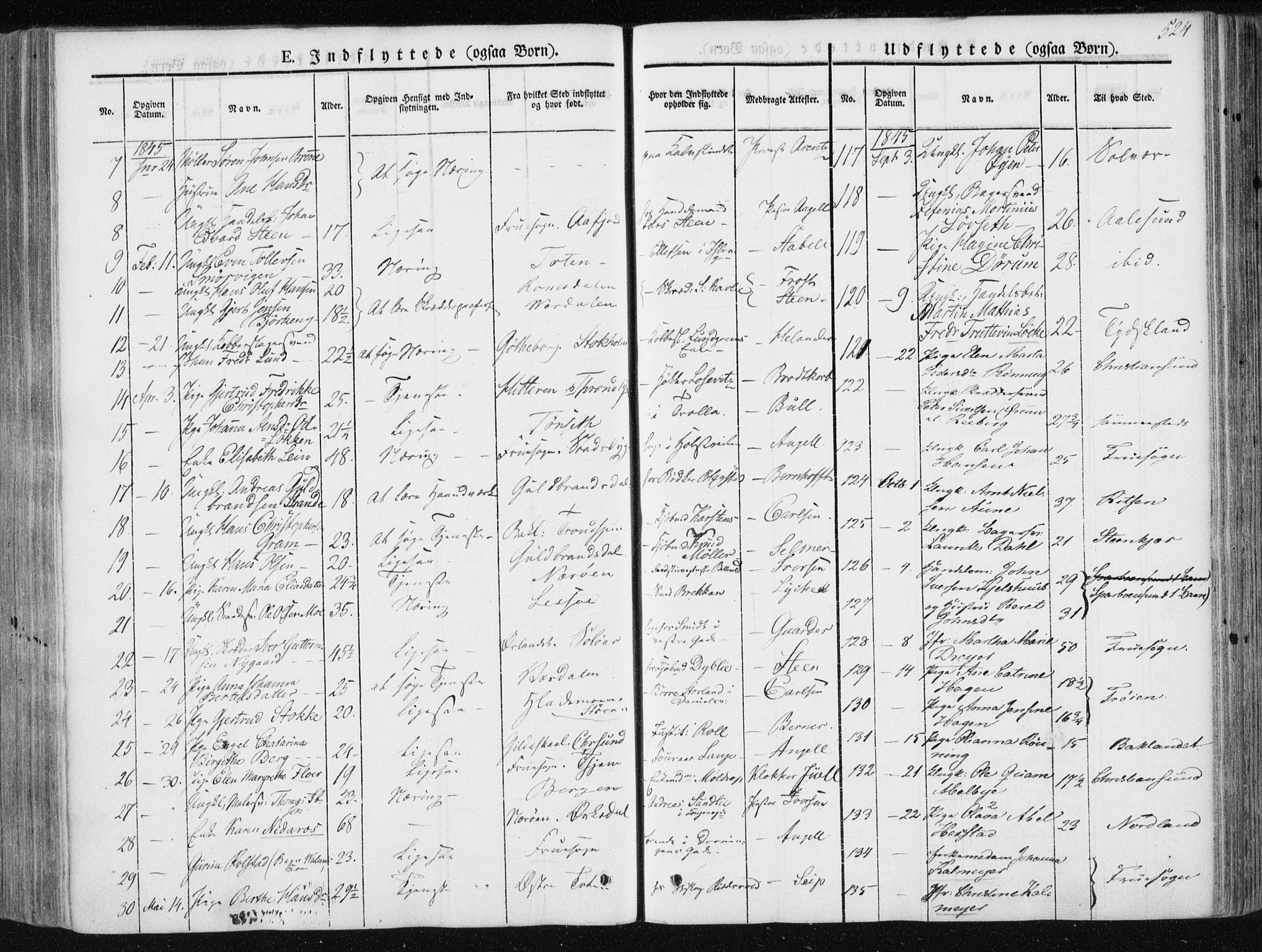 Ministerialprotokoller, klokkerbøker og fødselsregistre - Sør-Trøndelag, SAT/A-1456/601/L0049: Parish register (official) no. 601A17, 1839-1847, p. 524