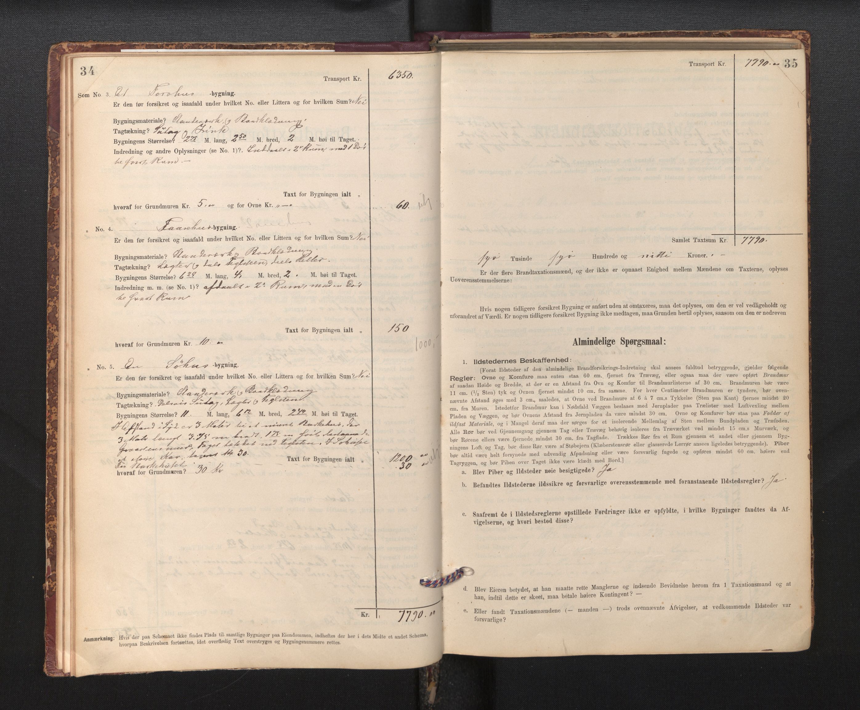 Lensmannen i Sund og Austevoll, AV/SAB-A-35201/0012/L0003: Branntakstprotokoll, skjematakst, 1894-1917, p. 34-35