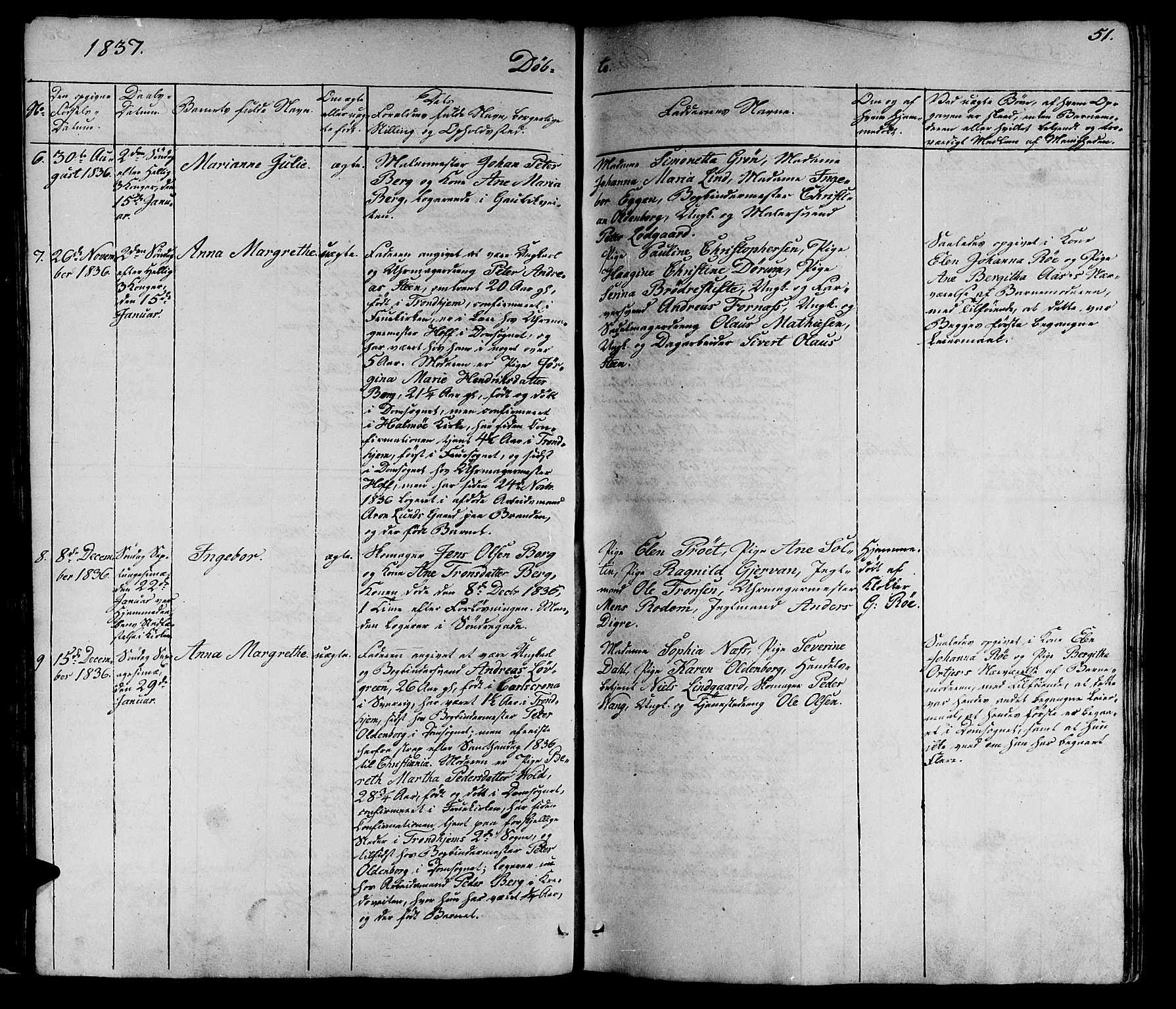 Ministerialprotokoller, klokkerbøker og fødselsregistre - Sør-Trøndelag, SAT/A-1456/602/L0136: Parish register (copy) no. 602C04, 1833-1845, p. 51