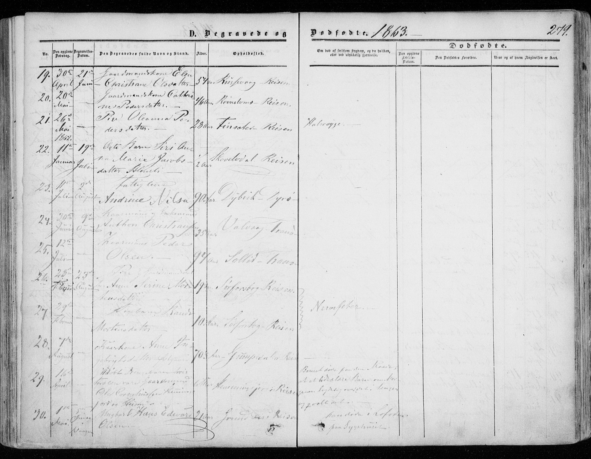 Tranøy sokneprestkontor, SATØ/S-1313/I/Ia/Iaa/L0007kirke: Parish register (official) no. 7, 1856-1866, p. 279