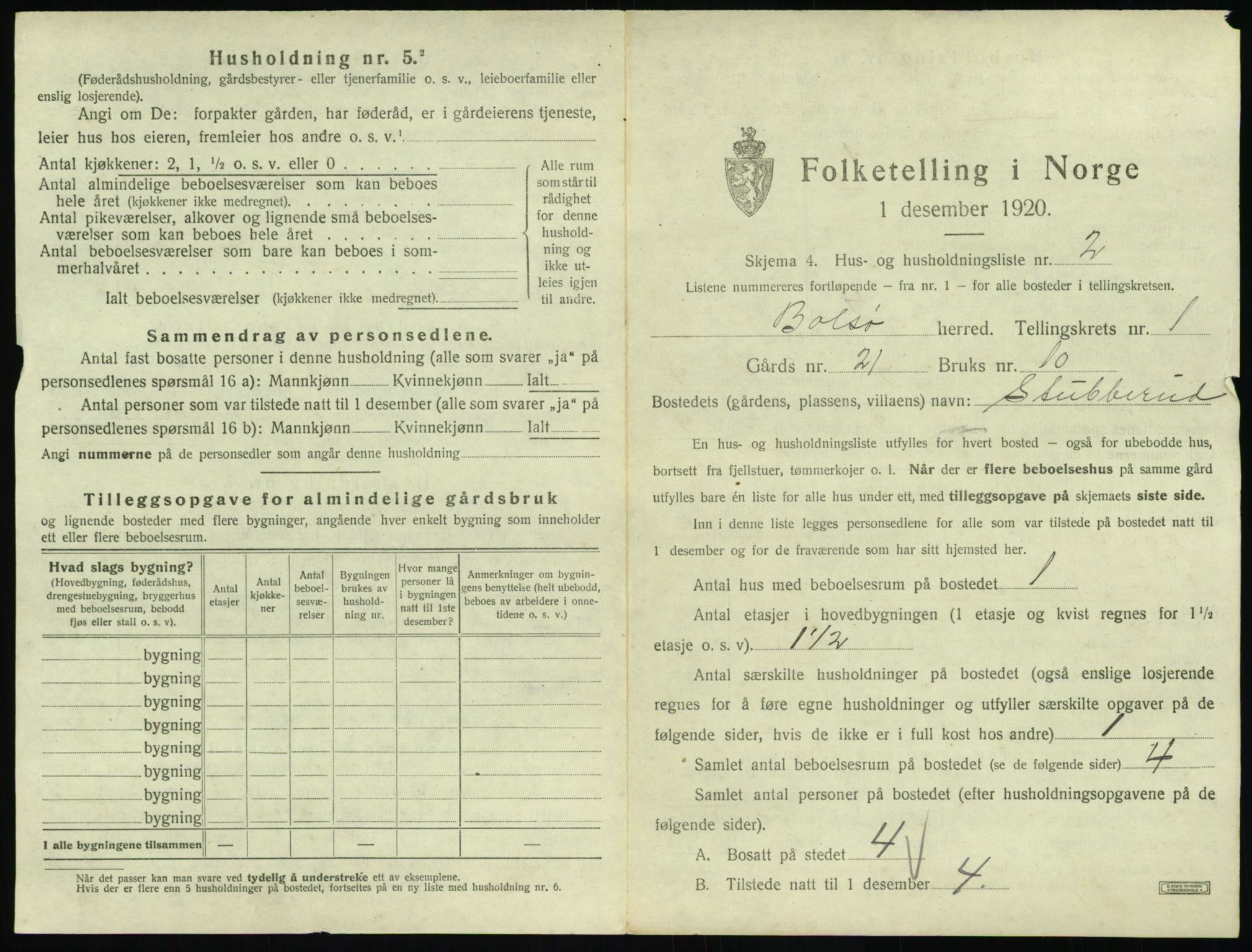 SAT, 1920 census for Bolsøy, 1920, p. 51