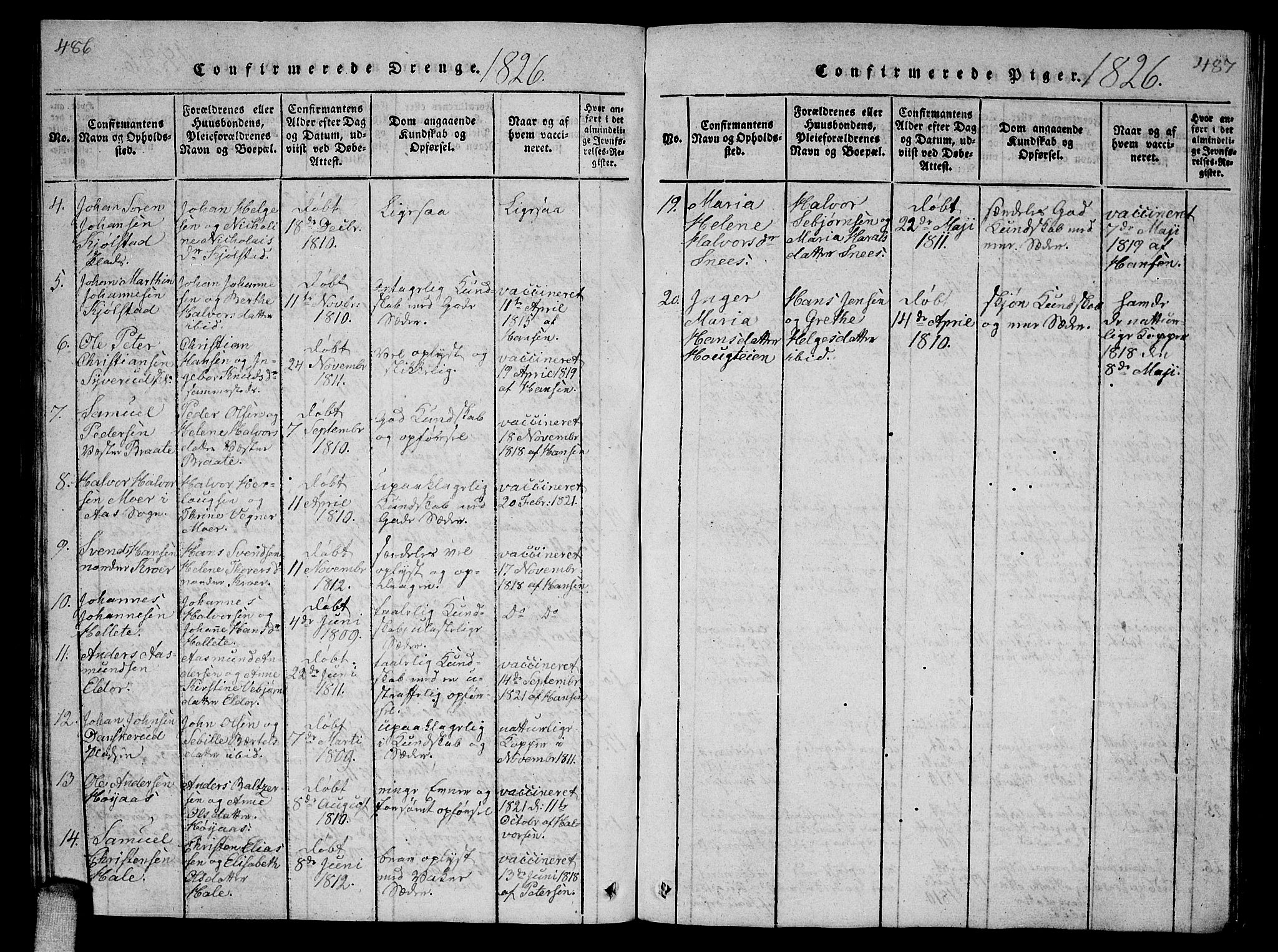 Ås prestekontor Kirkebøker, SAO/A-10894/G/Ga/L0002: Parish register (copy) no. I 2, 1820-1836, p. 486-487