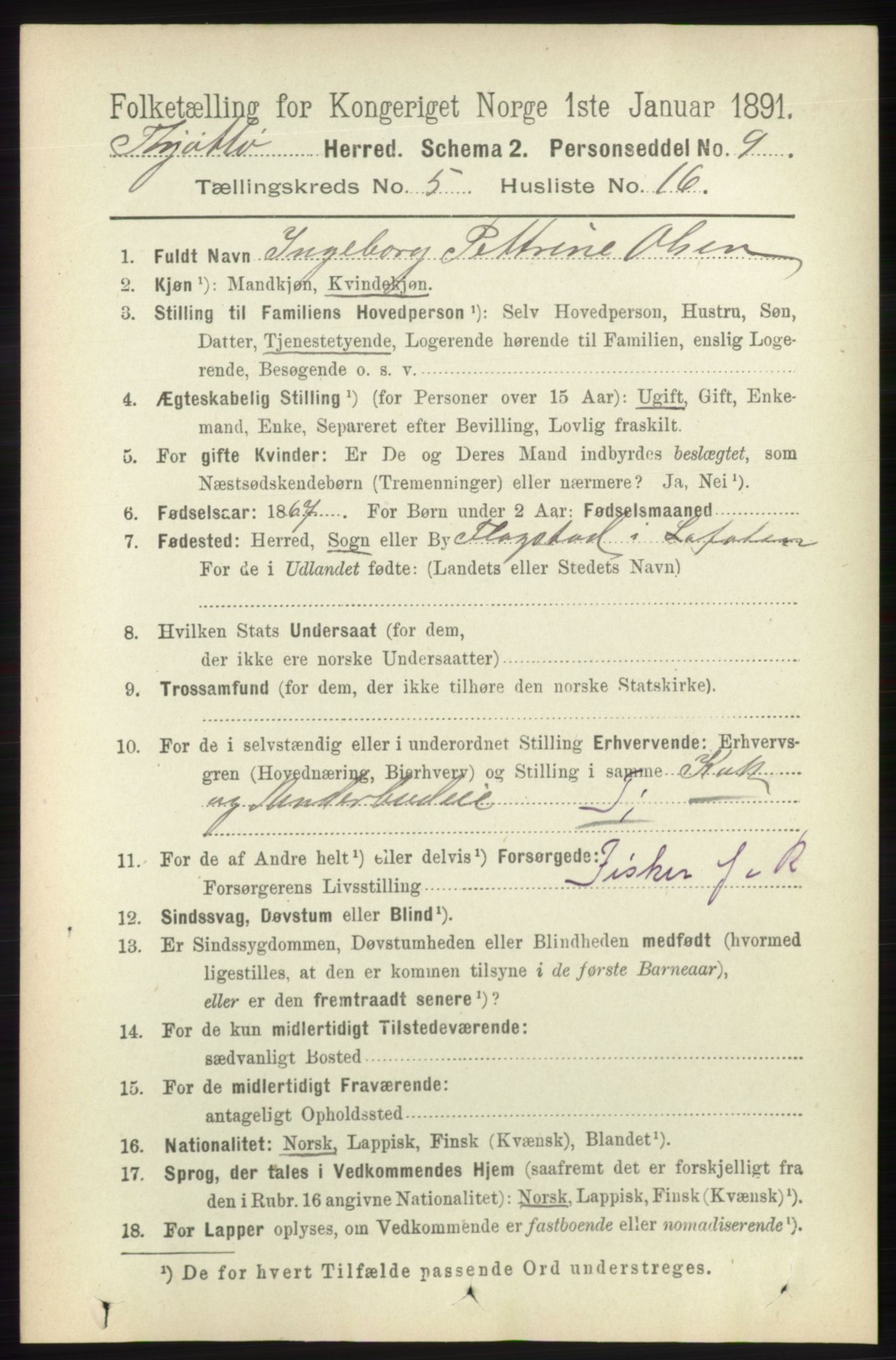 RA, 1891 census for 1817 Tjøtta, 1891, p. 2491