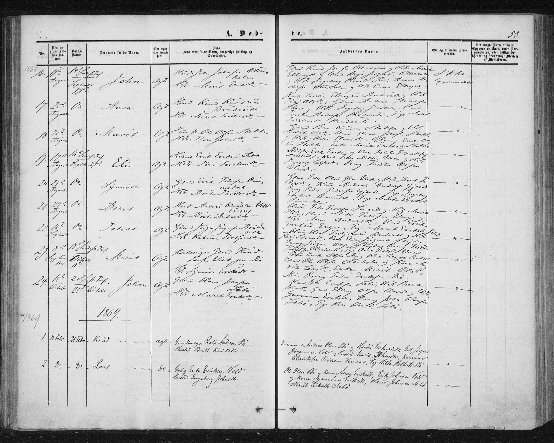 Ministerialprotokoller, klokkerbøker og fødselsregistre - Møre og Romsdal, AV/SAT-A-1454/543/L0562: Parish register (official) no. 543A02, 1854-1884, p. 53