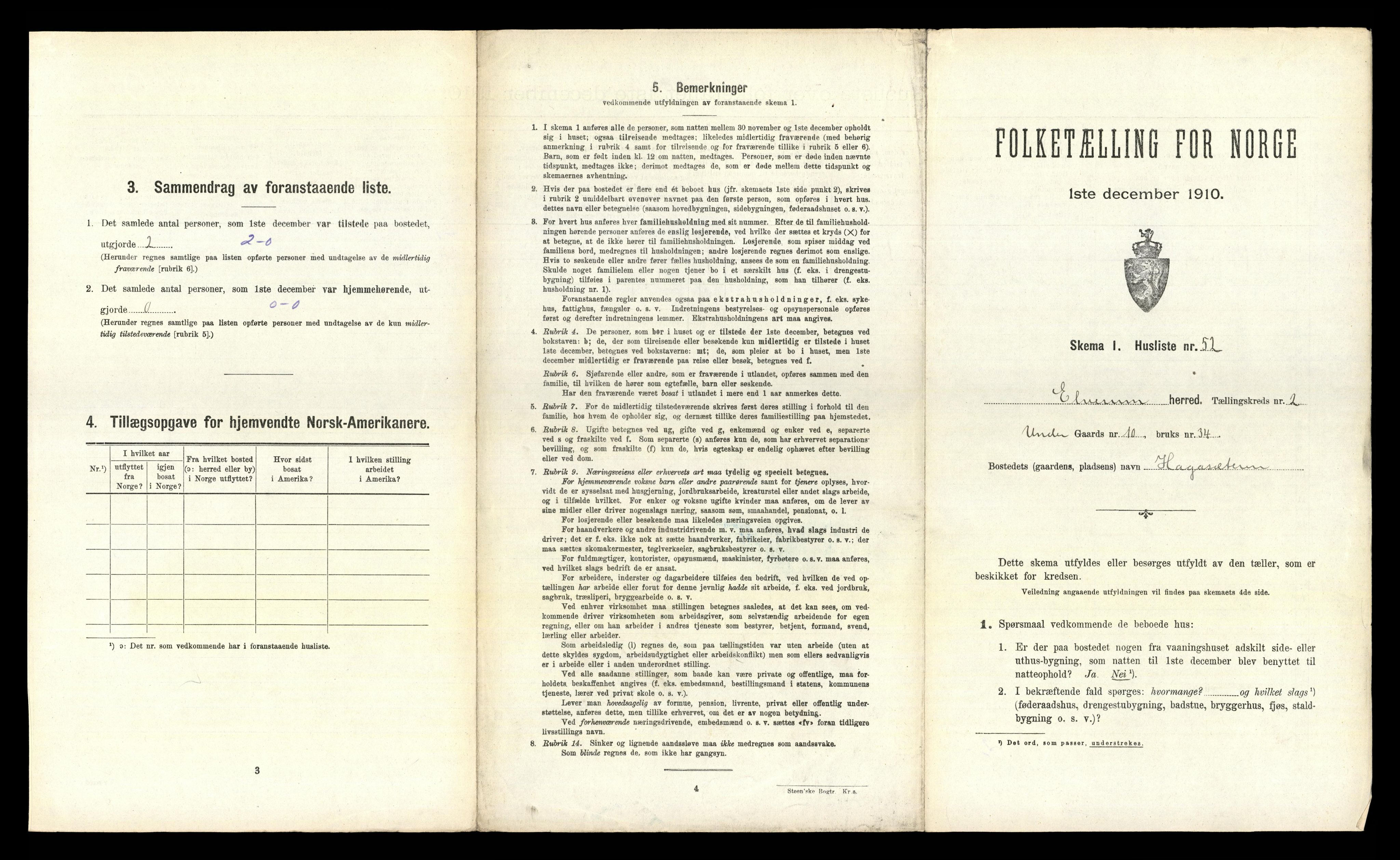 RA, 1910 census for Elverum, 1910, p. 311